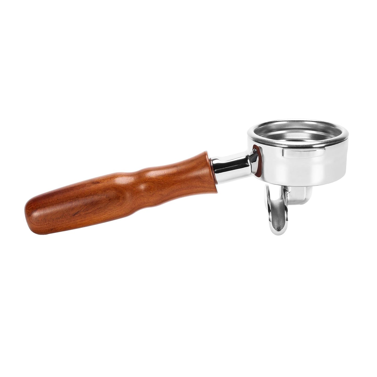 DIBTSA 58mm Espresso Portafilter Compatible with La Marzocco,Double Spouts 2 Ears, Stainless Steel Head and Filter Basket and Wood Handle
