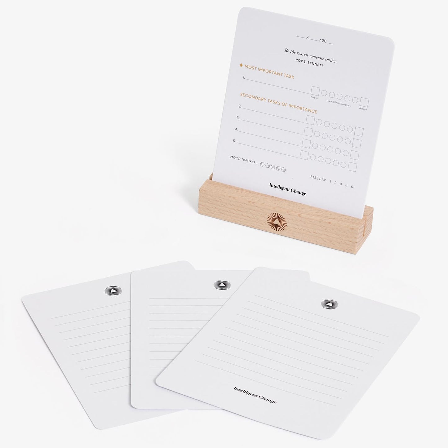Intelligent Change Productivity Planner Cards with Display Stand, Compact Desk-Friendly Daily Prioritization Cards, Inspirational Quotes, Dual-Purpose Design for Daily Organization and Notes