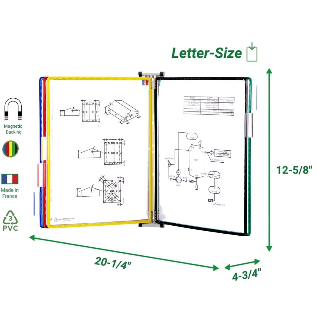 DJOIS by Tarifold - Wall Mount Reference & Display System - Durable Steel Wire Frames- 5 Double-Sided Pockets - 10 Sheet Capacity - Made in France