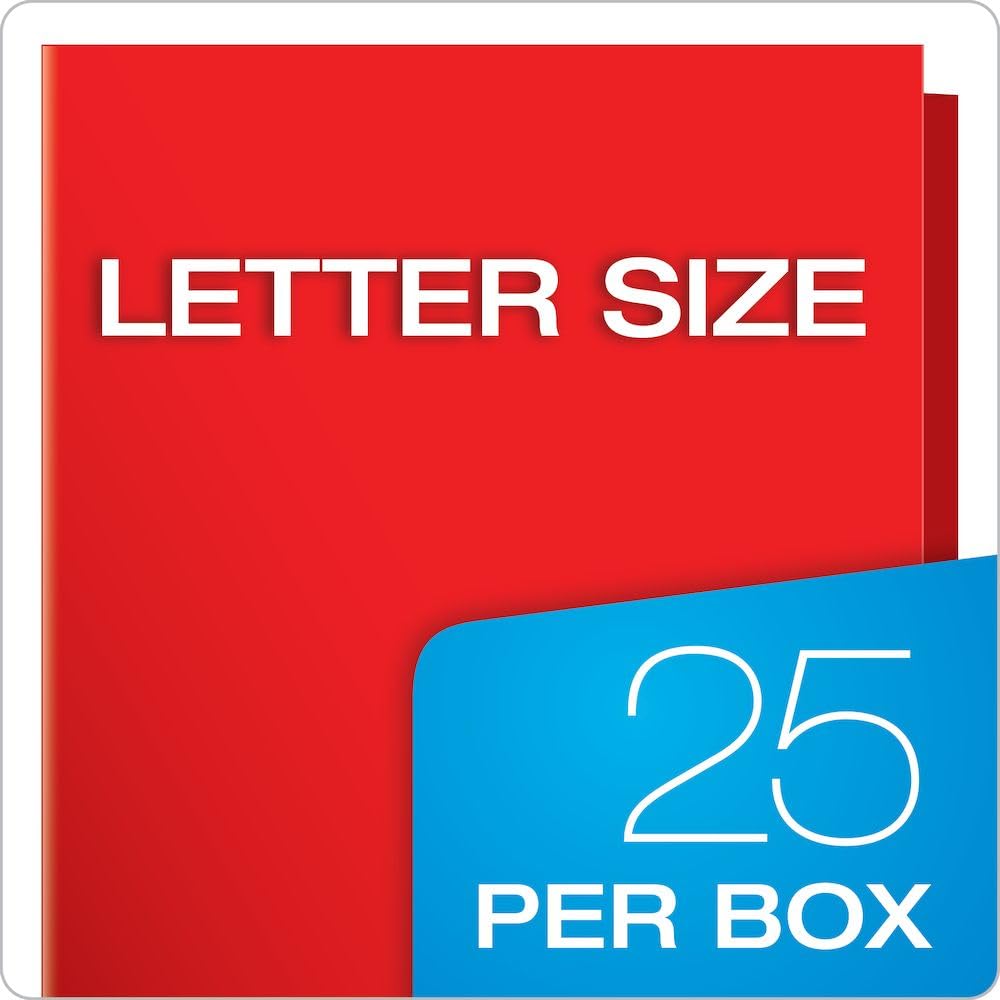 Oxford Laminated Twin-Pocket Folders, Letter Size, Red, Holds 100 Sheets, Box of 25 (51711EE)