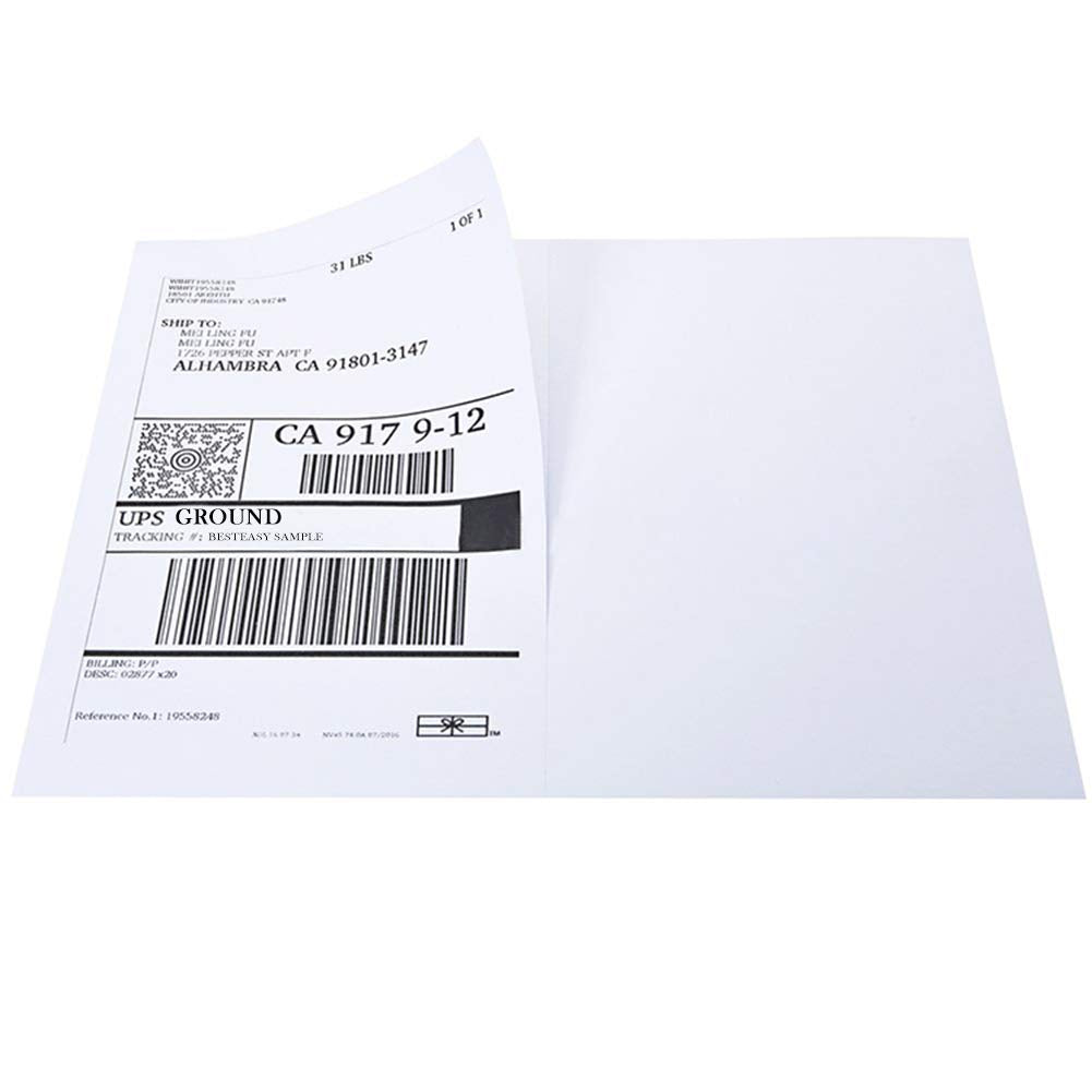 BESTEASY 1000 Round Corner Half Sheet Self Adhesive Shipping Labels for Laser and Ink Jet Printers, White Blank (500 Sheets, 1000 Labels)