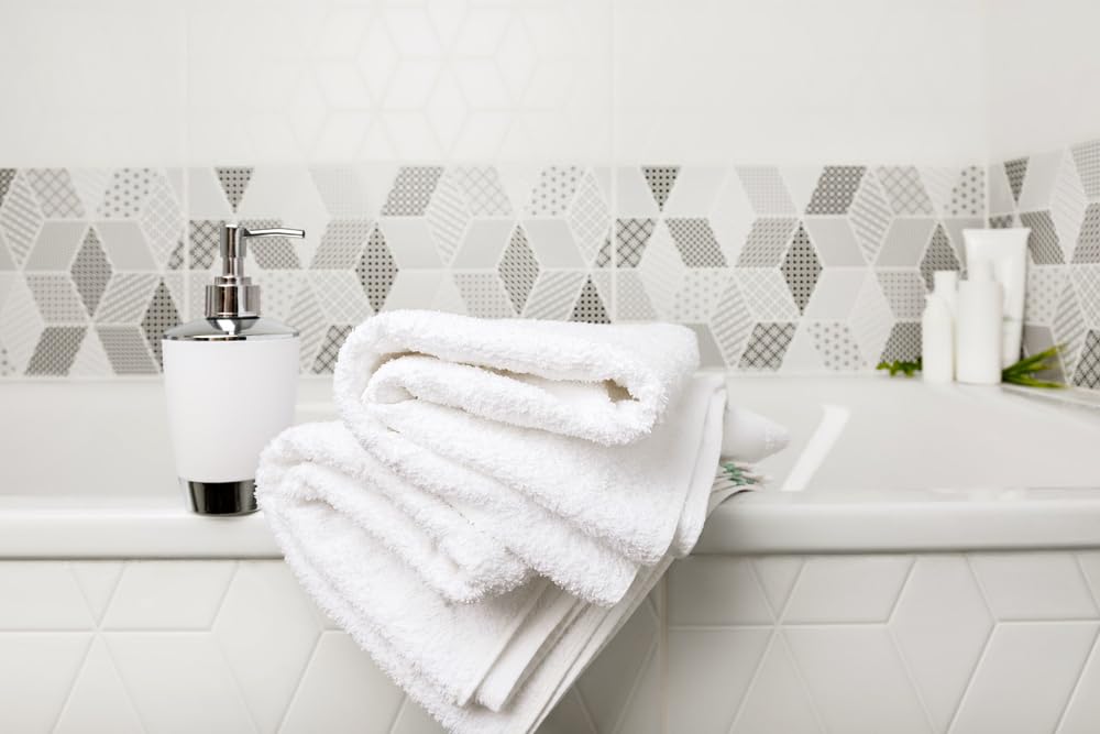 ZUPERIA White Bath Towels Bulk 12 Pack (24 x 48 Inches) - 100% Cotton Economy Light Weight Towels for Commercial Use - Quick Dry, Ultra-Soft, and Absorbent Bulk Towels