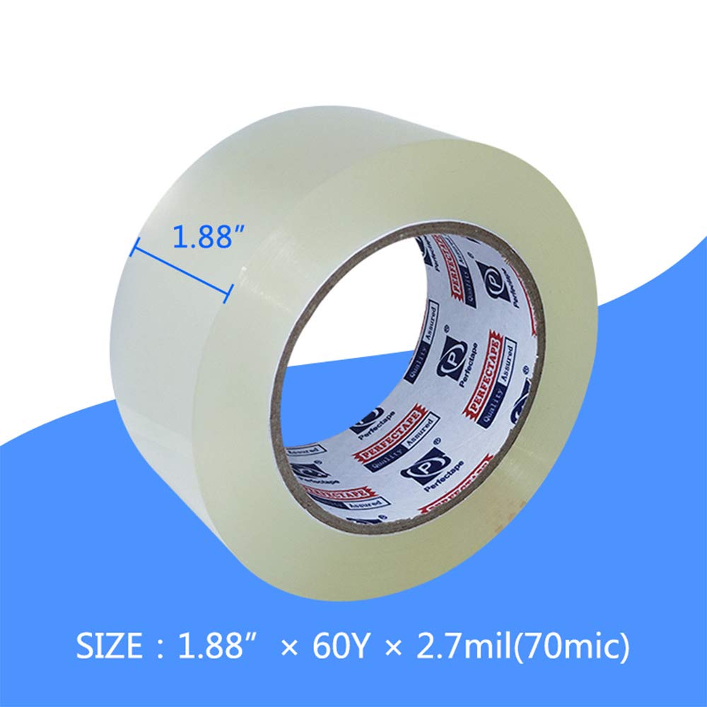 P PERFECTAPE Heavy Duty Packing Tape 36 Rolls, Total 2160Y, Clear, 2.7 mil, 1.88 inch x 60 Yards, Ultra Strong, Refill for Packaging and Shipping