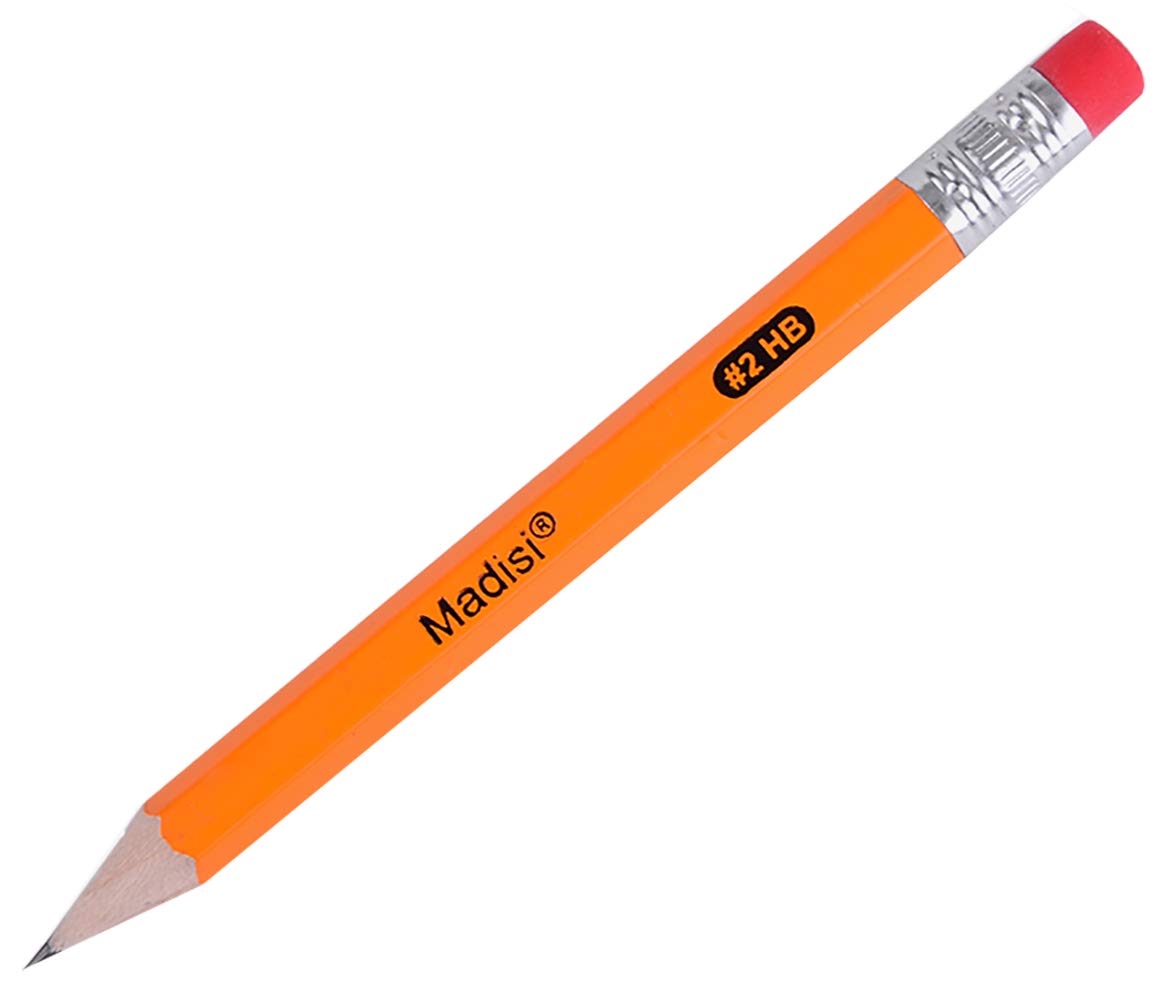 Madisi Golf Pencils with Eraser, #2 HB Half Pencils, 3.5" Mini Pencils, Pre-Sharpened, 6 Boxes, 576 Count