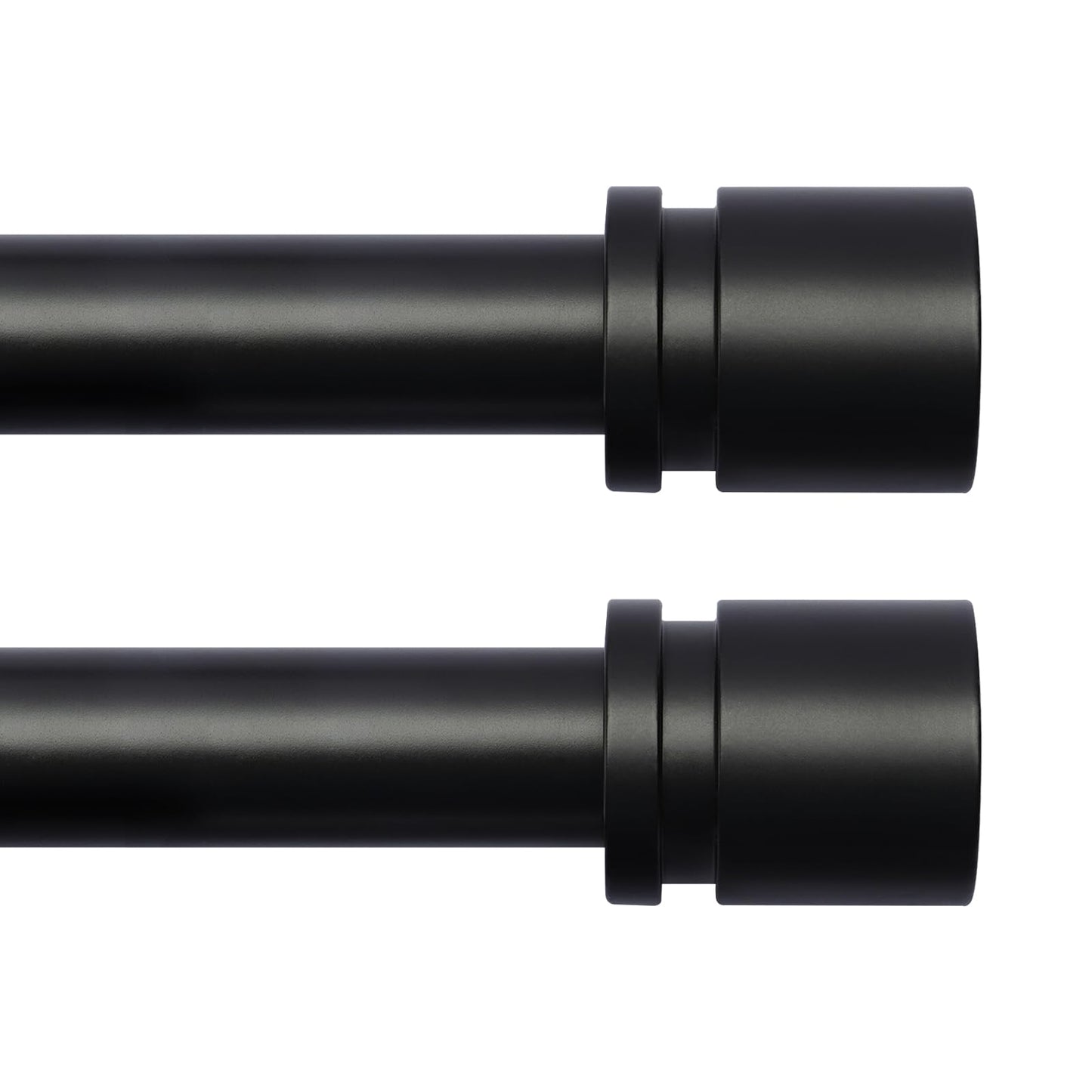 Byondeth Curtain Rods for Windows 16 to 88 Inches 2 Pack Adjustable Length 1 Inch Diameter Window Curtain Rod with Aluminium Finials, Black