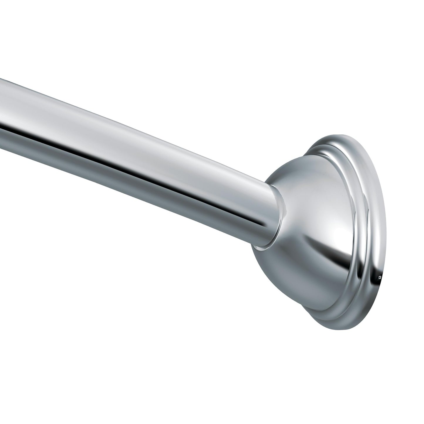 Moen Curved Adjustable Length Fixed Mount Single Shower Curtain Rod for Bathroom, Chrome Finish, CSR2160CH