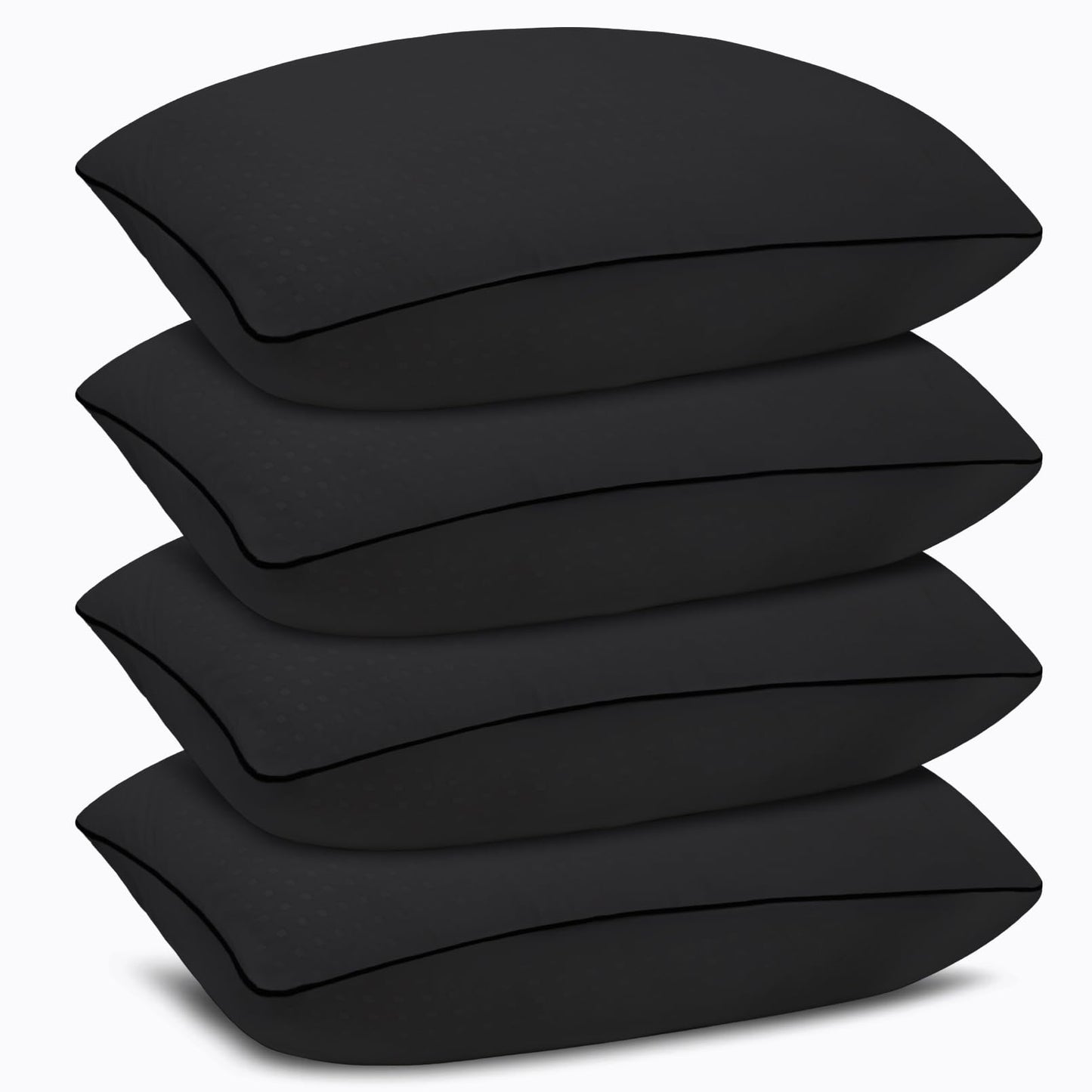 Higoom King Size Bed Pillows for Sleeping 4 Pack,Luxury Hotel Pillows,Comfortable and Supportive,Machine Washable,Suitable for Stomach,Back and Side Sleepers.（Black）