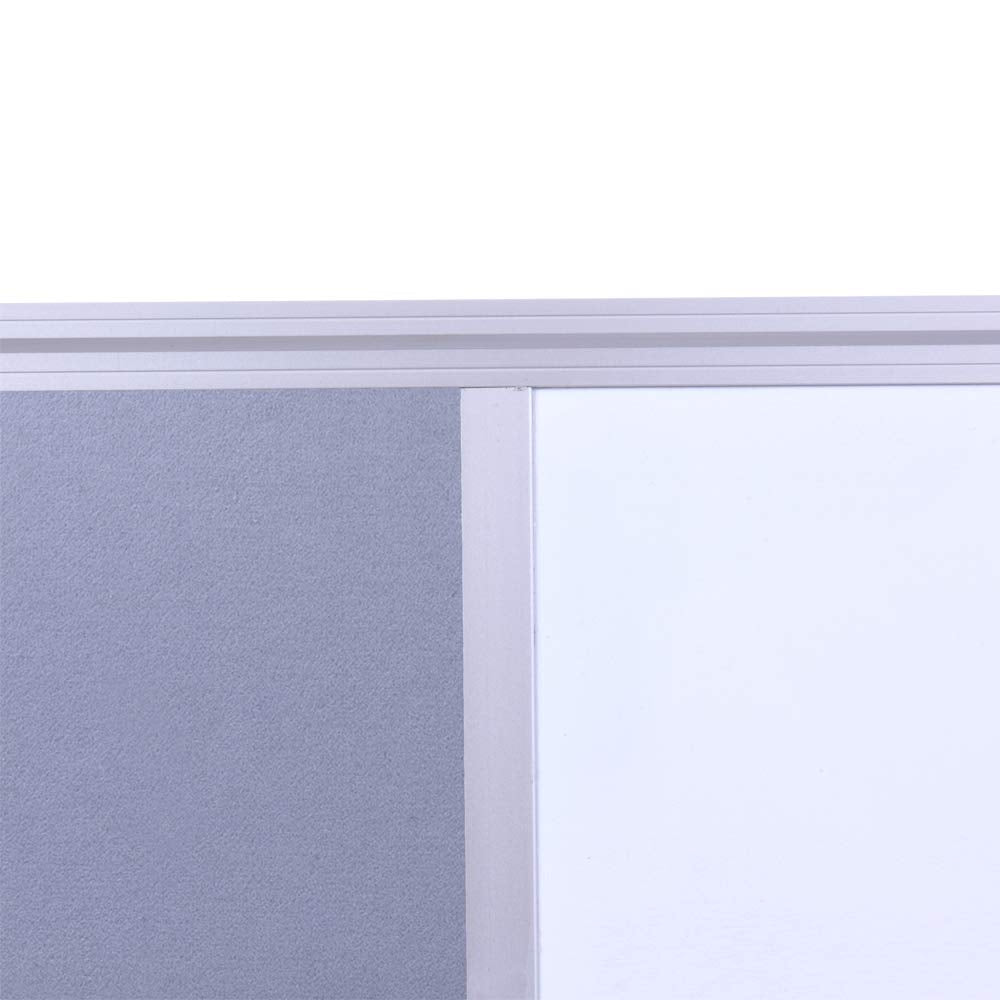 DexBoard 36 x24 inch Cork & Dry Erase Combo Board - Magnetic Whiteboard & Grey Bulletin Board for Office, Home, Classroom | Wall-Mountable with Aluminum Frame & Pen Tray