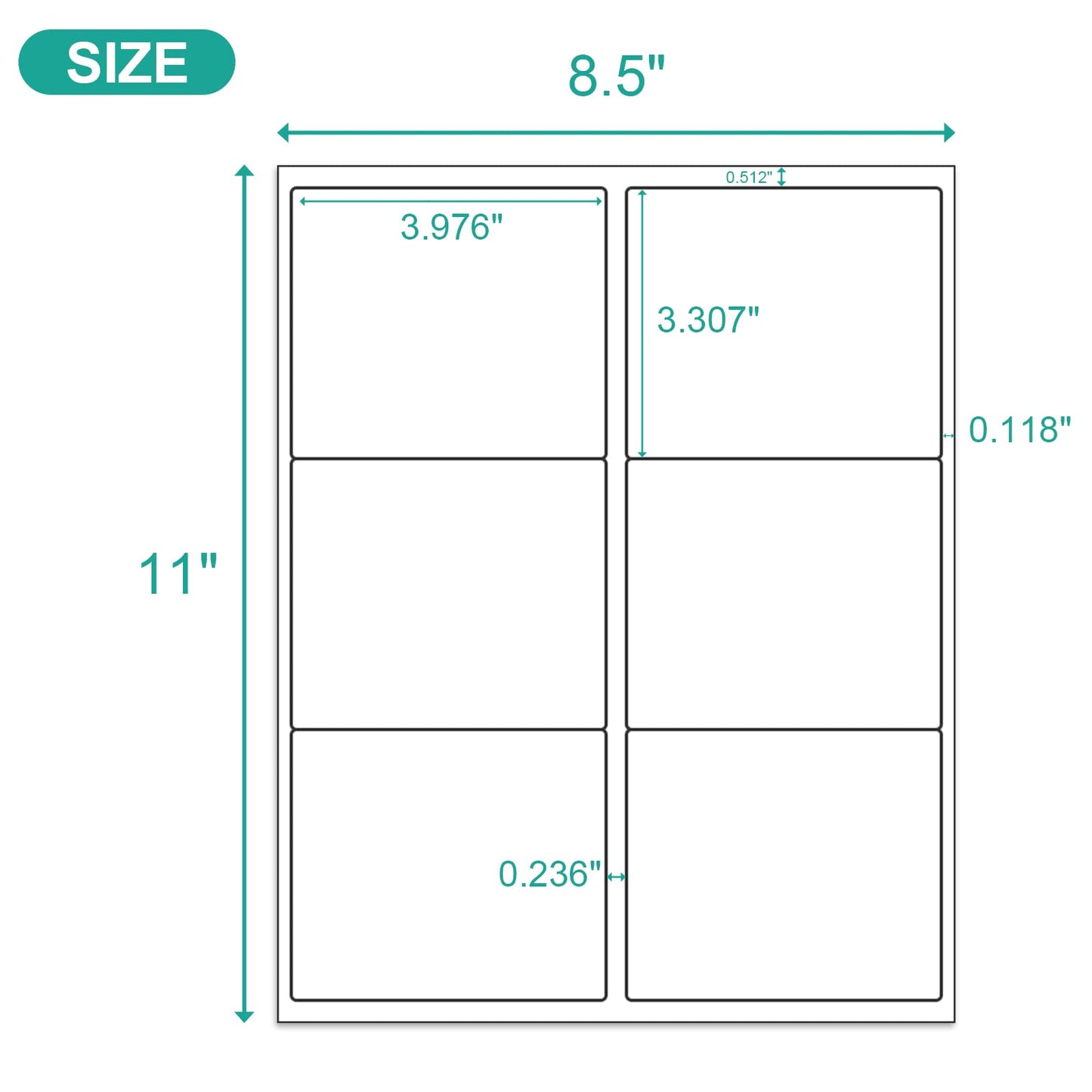 MFLABEL 3.33"x4" FBA Shipping Labels 6-UP - 500 Sheets (3000 Labels!) | Industrial Adhesive for Cardboard/Glass | Laser/Inkjet Certified + FREE 48 Fragile Stickers