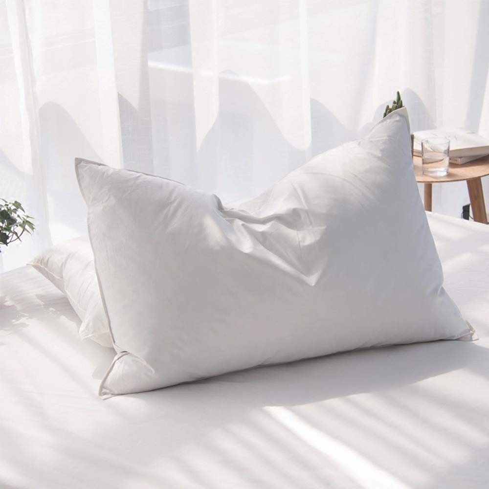 AIKOFUL Luxury Feathers Down Pillows Queen Size Set of 2, Hotel Quality Fluffy Bed Pillows, Soft Pillows for Sleeping, Organic Cotton Cover(20x28”, Pack of 2)
