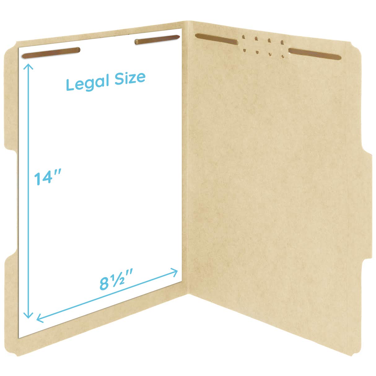 50 Legal Size 1/3 Cut Fastener File Folders - Reinforced Top Tab - Durable 2 Prongs Designed to Organize Standard Legal and Medical Files, Law Office Reports - Legal Size, Manila, 50 Pack