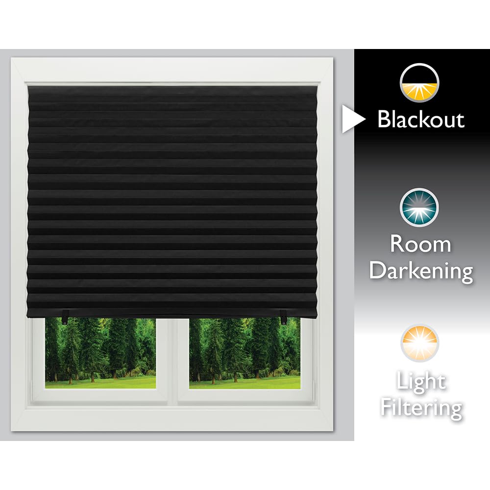 Redi Shade No Tools Original Blackout Pleated Paper Shade Black, 36" W x 72" L, 6 Pack