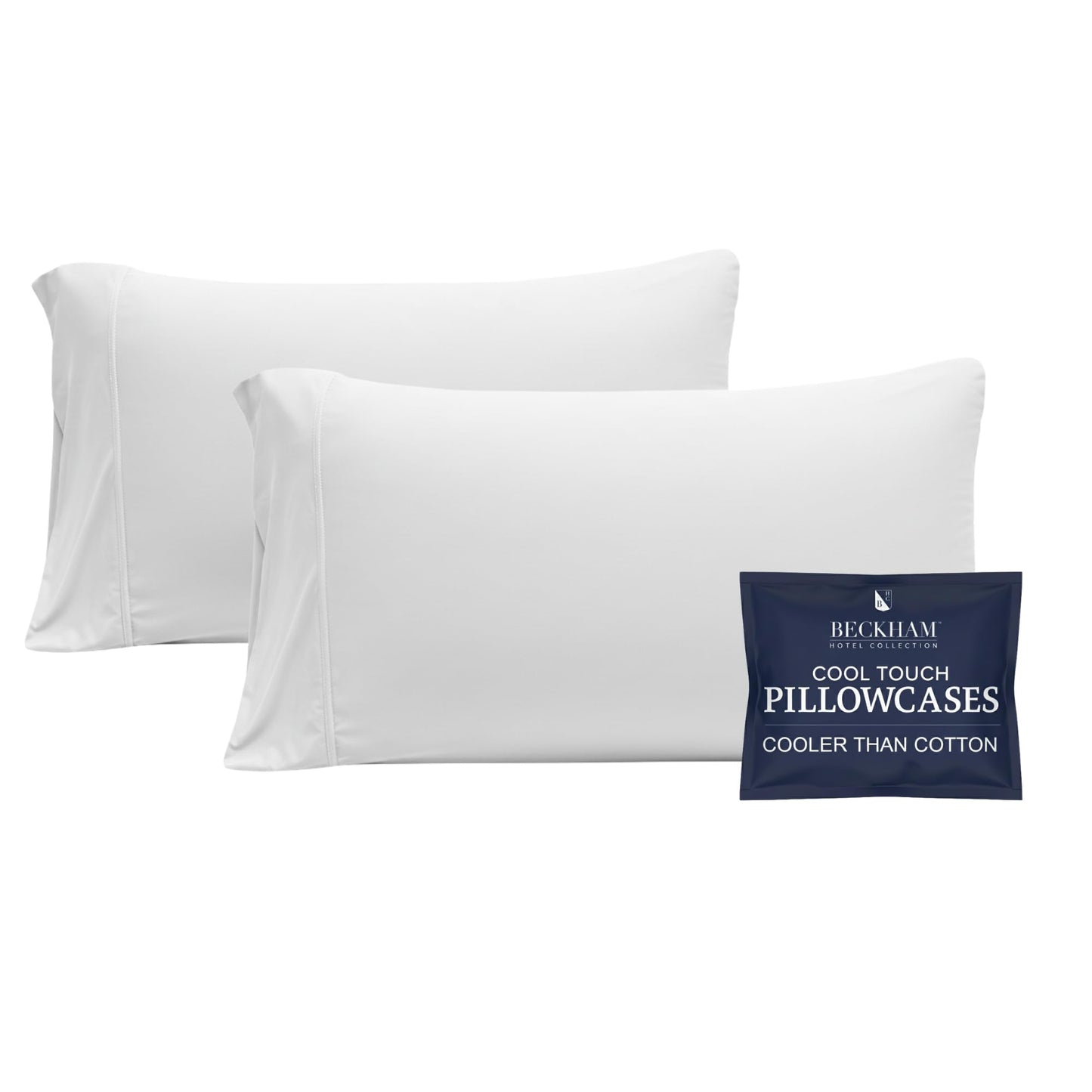 Beckham Hotel Collection Cooling Pillowcases for Hot Sleepers, King Size Set of 2, Cool Bedding, Envelope Closure, Silky Soft, Breathable, Moisture-Wicking, White