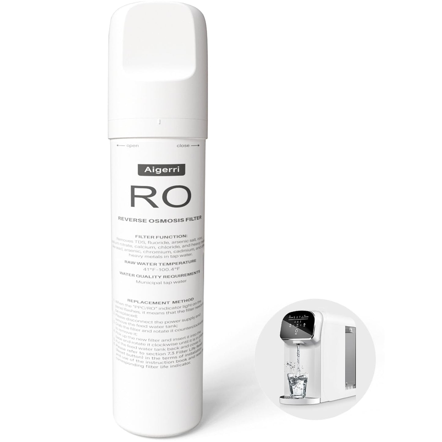 Aigerri RO Filter Replacement Cartridge – Quick Twist-In Design, No Tools Needed, 120-210 Day Lifespan, Compatible with Countertop RO Water Filtration System, Model Number: TJYJ001