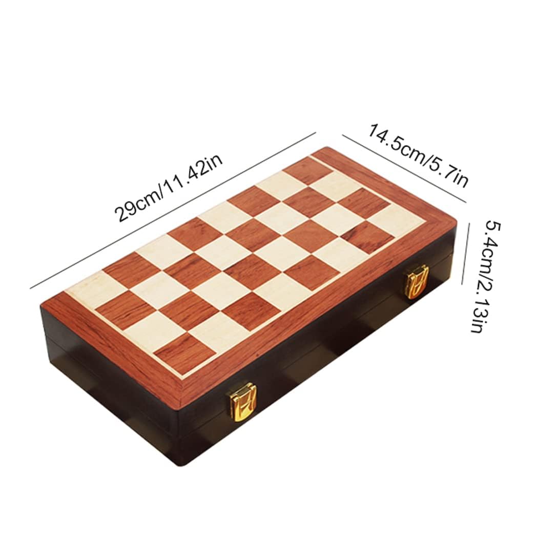 11Inch Large Deluxe Metal Chess Set - Portable Wooden Box with Alloy Pieces, Folding Board, Ideal for Adults