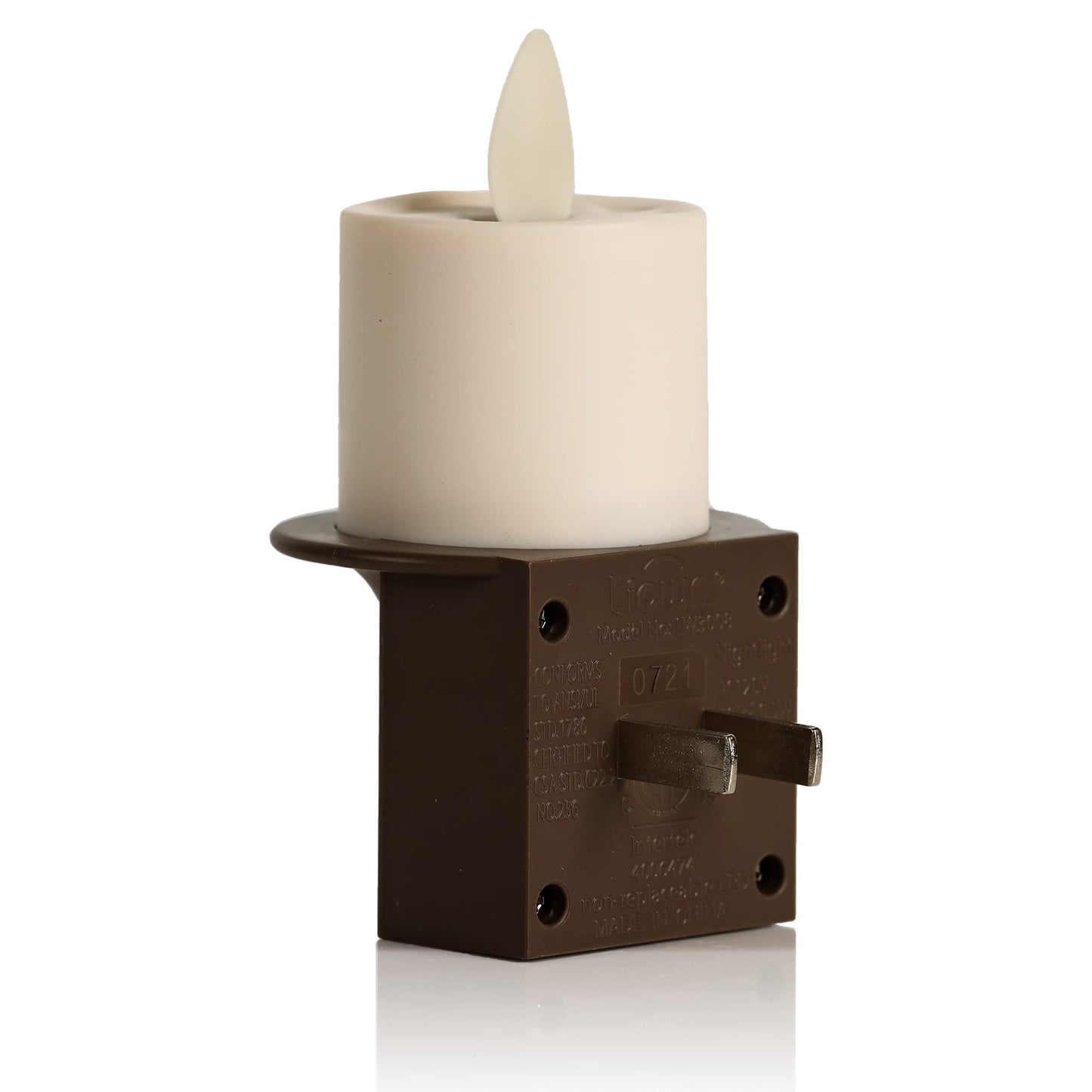 Luminara Flameless Candle Nightlight w/Dusk to Dawn Light Dark Auto Sensor, Bronze Wall Plug Indoor Night LED Light w/Real-Flame Effect Technology, Bathroom Bedroom Hallway, No Remote Needed