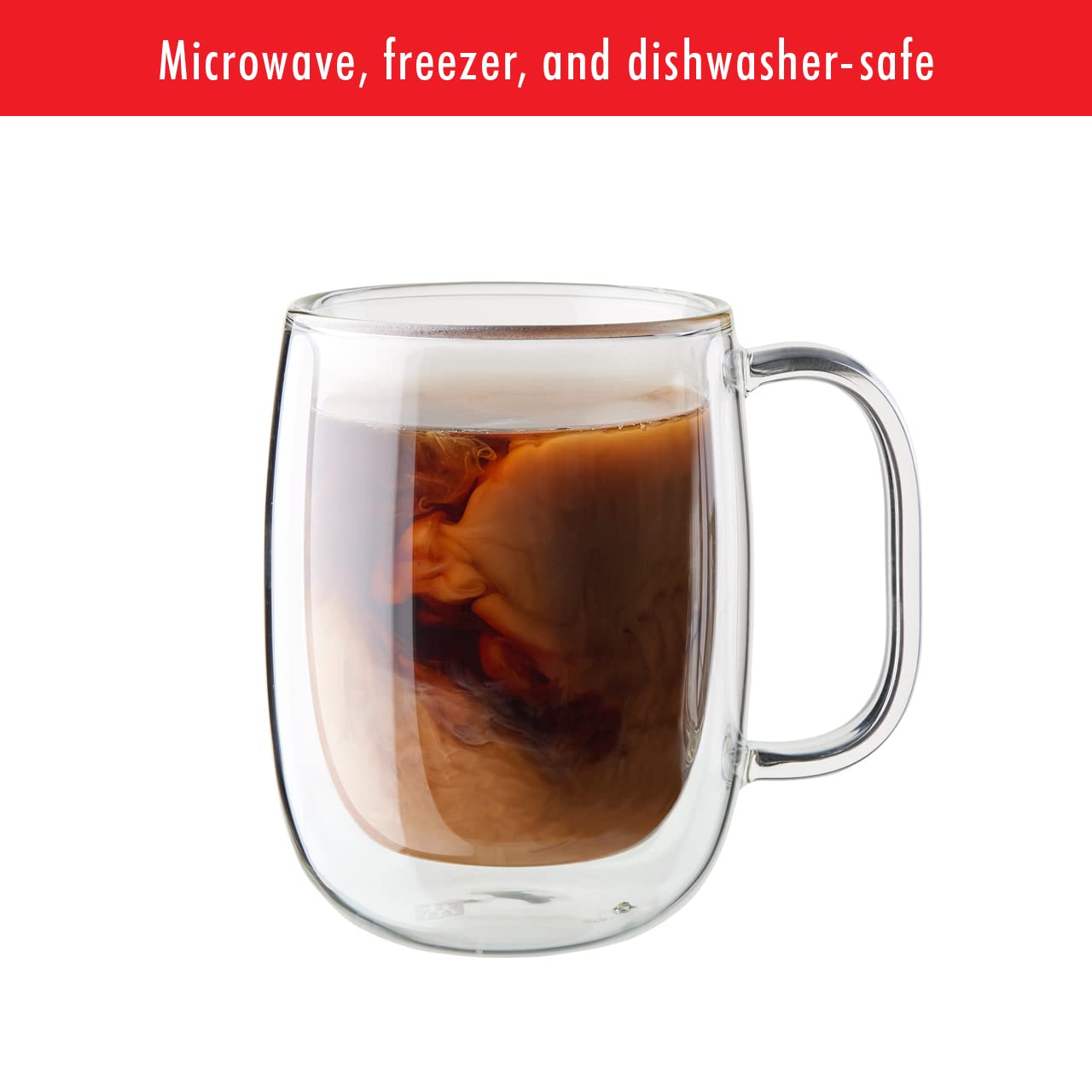 ZWILLING Sorrento Plus 2-pc Double-Wall Glass Coffee Mug Set, 12-oz, 355ml, Clear