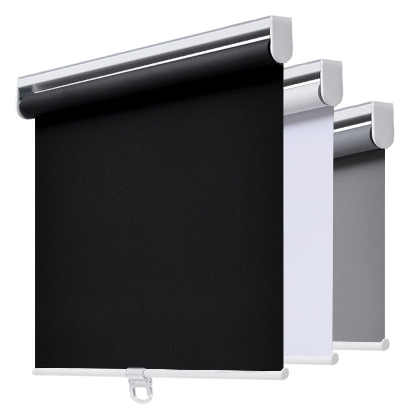 AOSKY Cordless Roller Shades Blackout Blinds for Windows Room Darkening Rolled Up Shades with Spring System, UV Protection Window Shades Door Blinds for Home and Office (34" W x 72" H, Black)