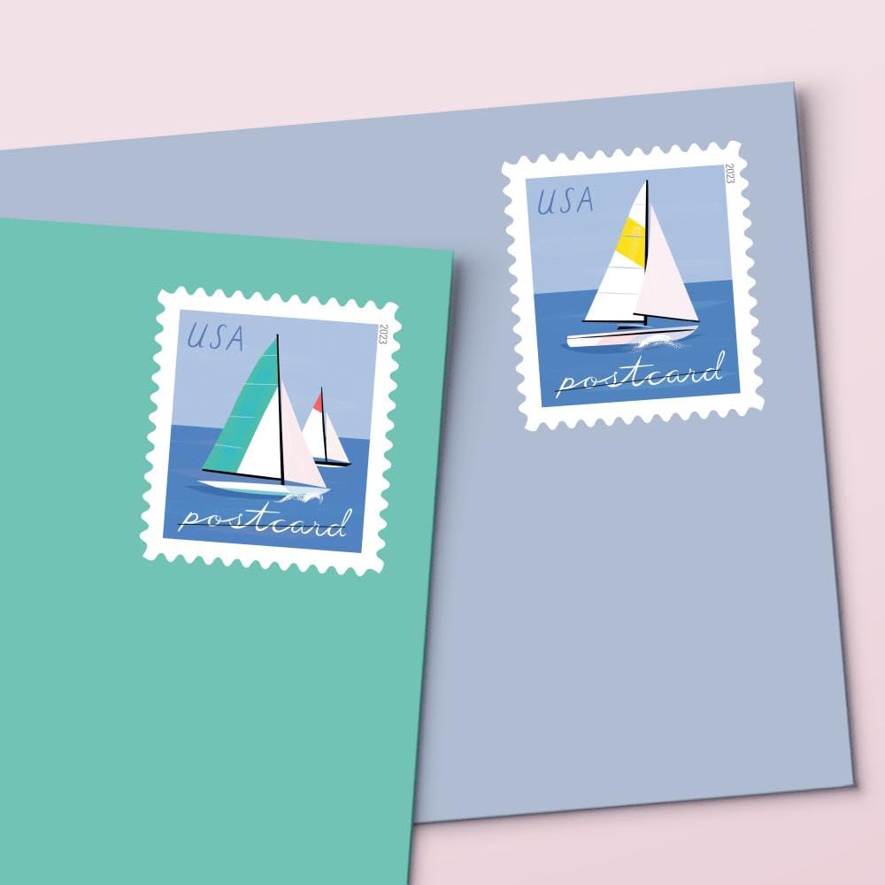 Sailboats 2023 Postcard Rate (2 Sheets of 20) Non-denominated Mail-Use Postage Stamps