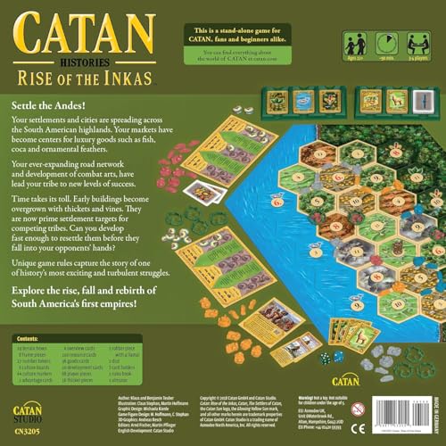 CATAN Histories Rise of The Inkas Board Game - Explore The Ancient Andean Cultures in This Strategic Game! Family Game for Kids & Adults, Ages 12+, 3-4 Players, 90 Min Playtime, Made by CATAN Studio