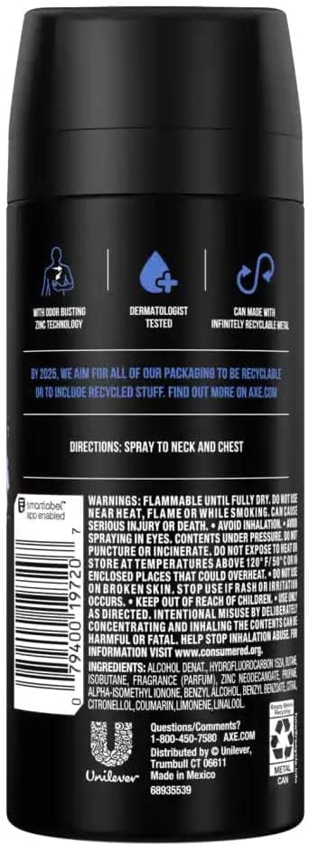 12 AXE body spray deodrant Anit-Aerspirant (12X 150 ml/5.07 oz, Mix within the available kinds)