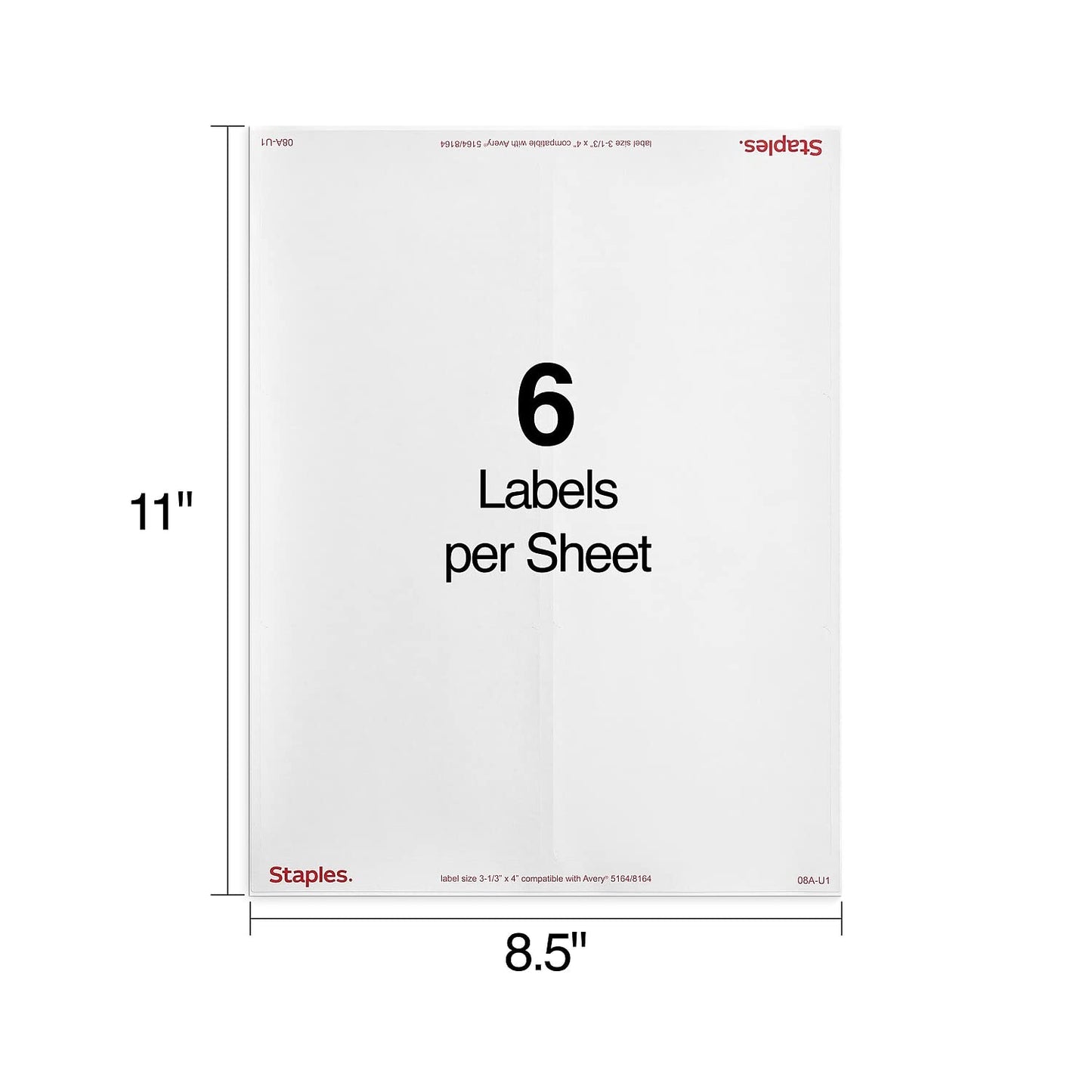 Staples 4 x 3-1/3 Shipping Labels, White – Printable Laser & Inkjet Labels, 1,500 Labels (250 Sheets)