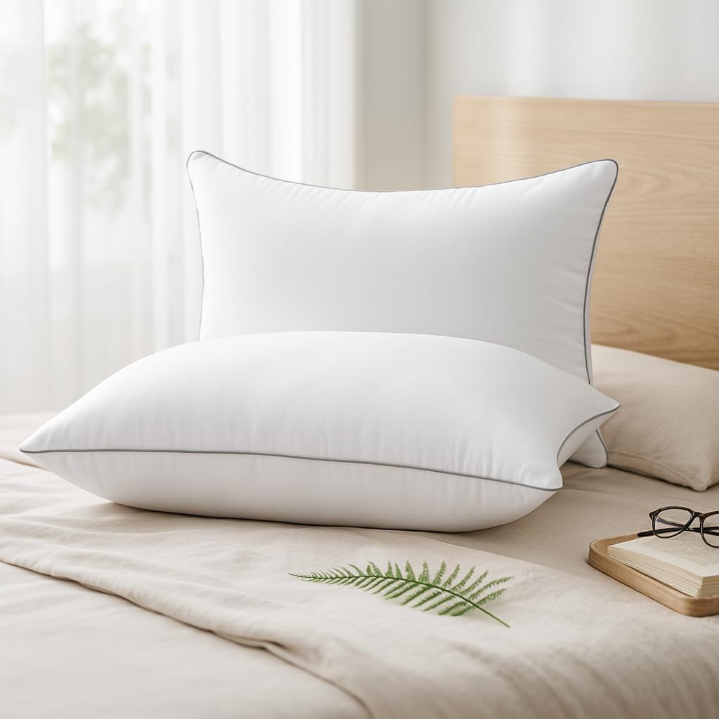 HUXMEYSON Pillows Queen Size Set of 4, Luxury Hotel Bed Pillows Set with Down Alternative Filling for Side and Back Sleepers