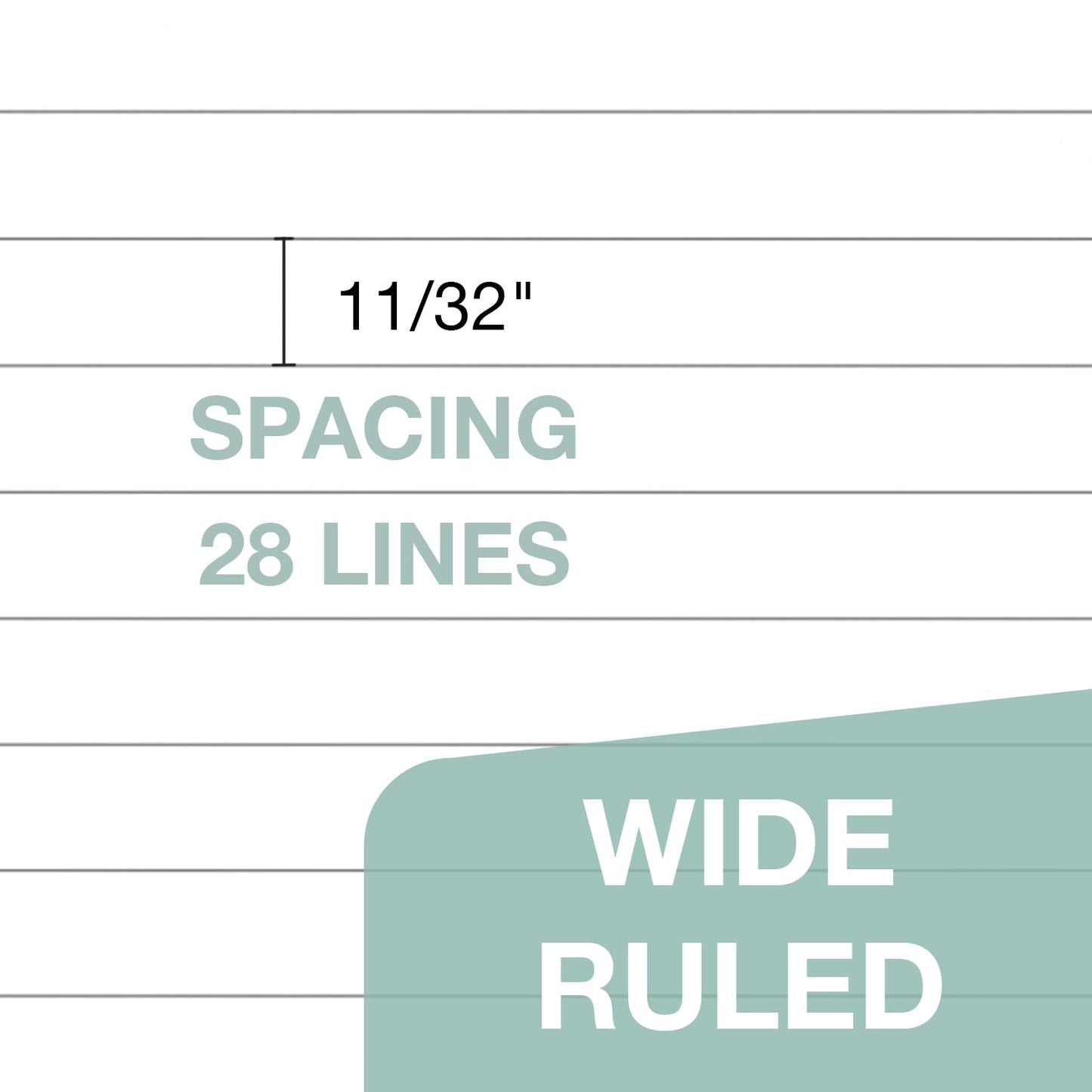 POPRUN Note Pads 6 Pack, Bright White Paper with Cardback, Wide Ruled 50 Sheets 8-1/2" x 11-3/4", Bulk Lined Legal Pads for Work, Home, School Supply