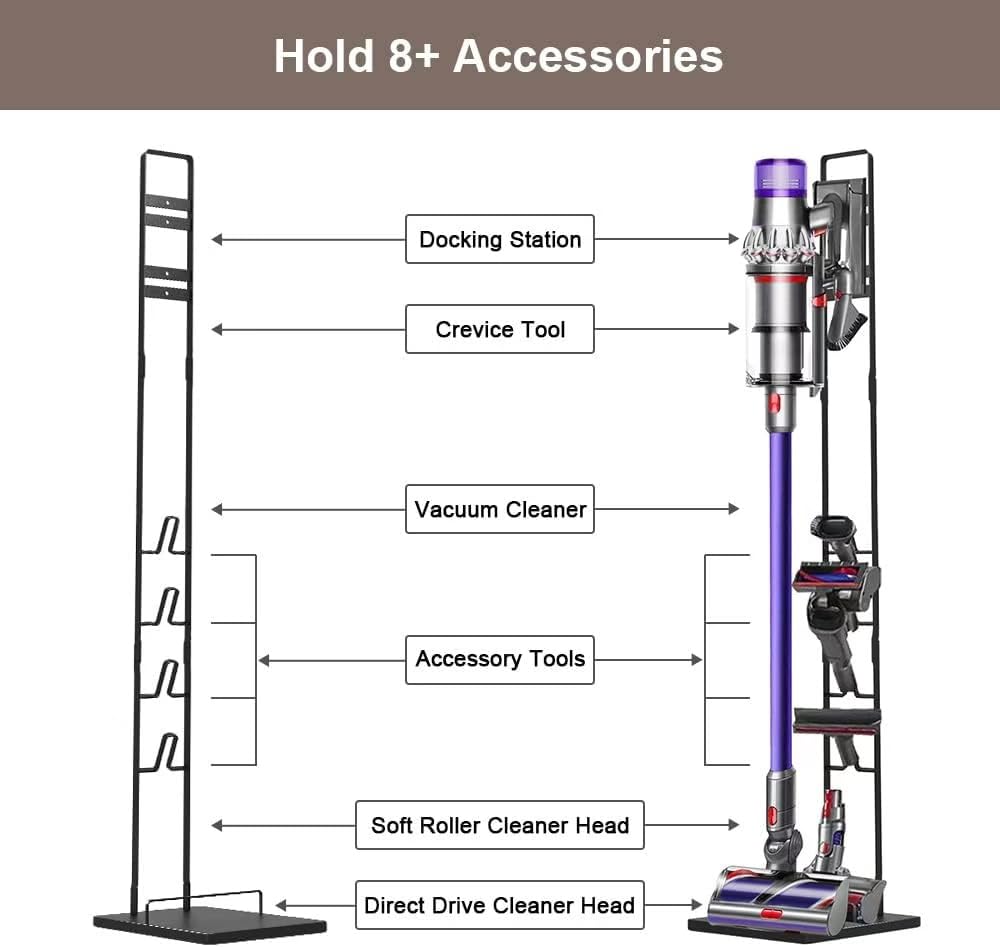 Foho Vacuum Stand Compatible for Dyson, Stable Metal Storage Bracket Holder Compatible for Dyson V6 V7 V8 V10 V11 Cordless Vacuum Cleaners & Accessories