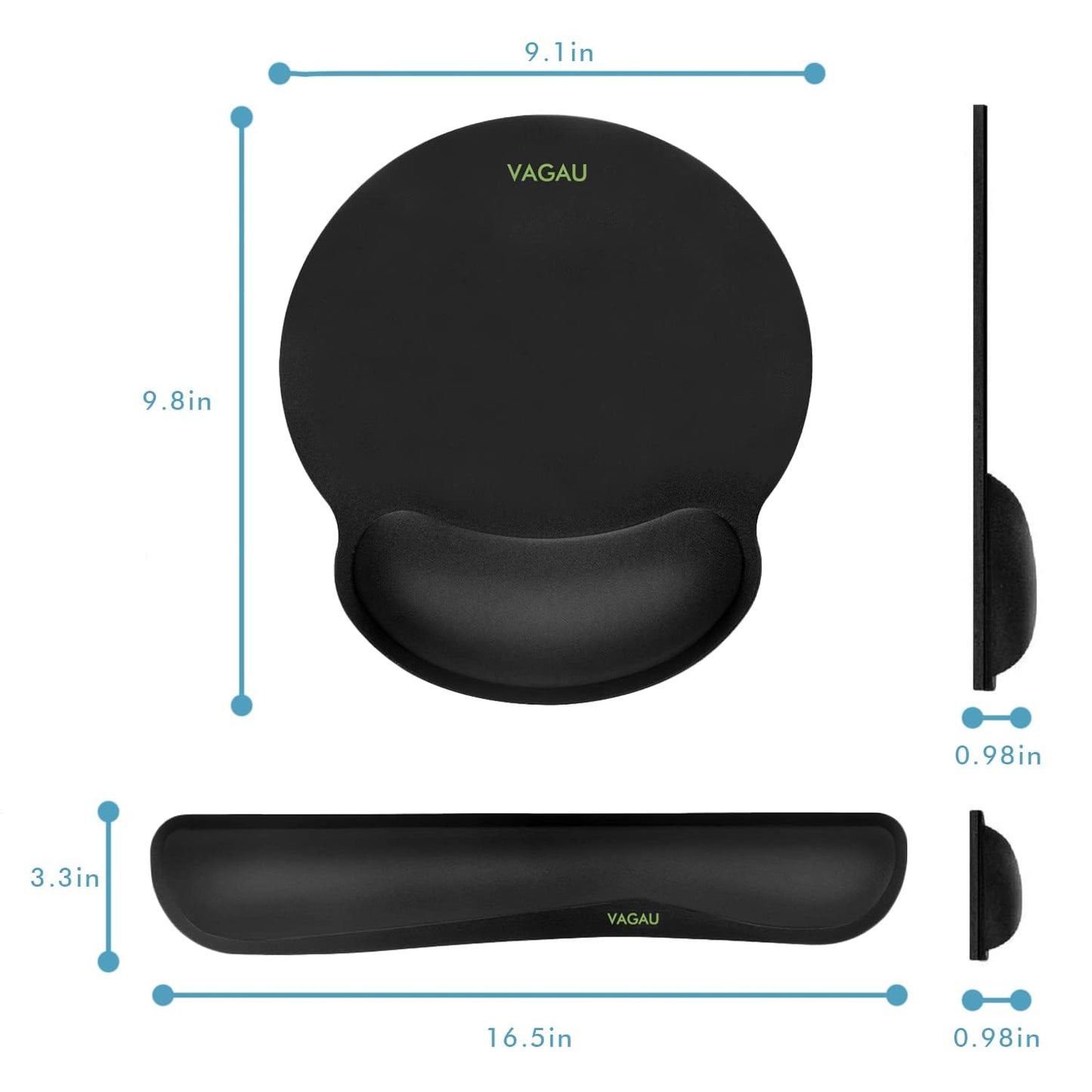Ergonomic Mouse Pad with Wrist Rest Premium Memory Foam Keyboard and Mouse Wrist Rest Pads Set- for Comfortable Typing &Wrist Pain Relief (Pack of 4)