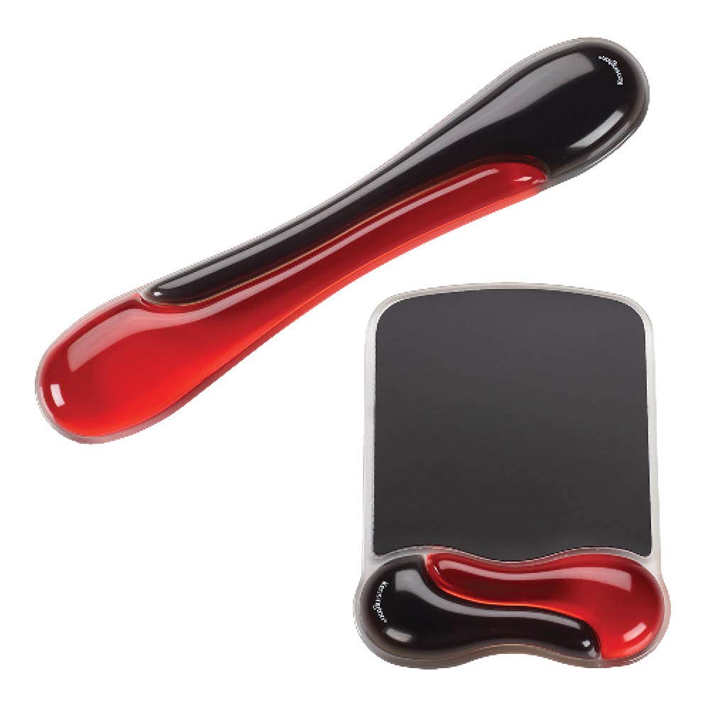 Kensington Duo Gel Mouse & Keyboard Wrist Rest Bundle Set, Ergonomic Keyboard and Mouse Pad With Wrist Support, Keyboard Wrist Rest, Computer Keyboard Pad, Cooling Gel, Non-Skid Backing, Red K50036WW