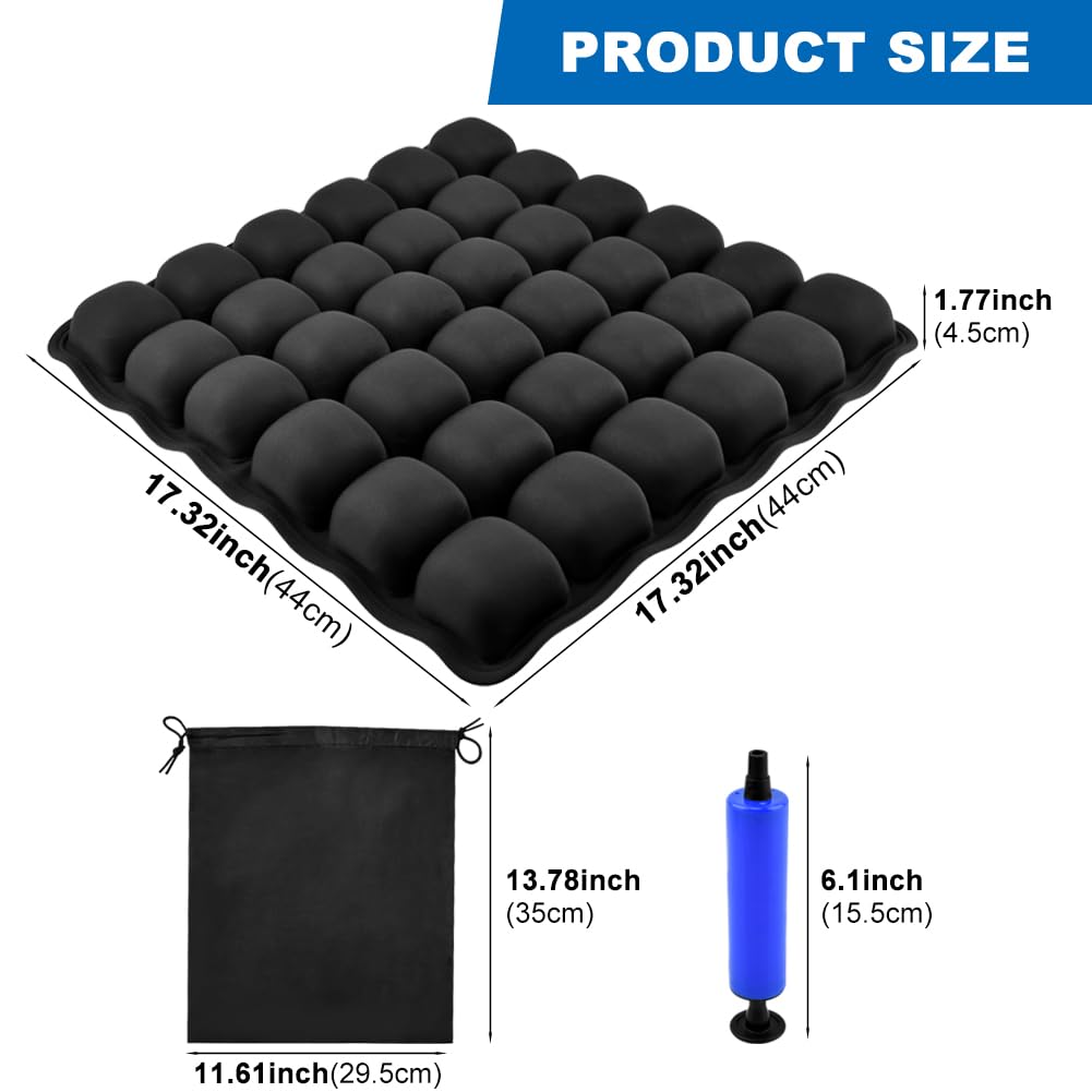 Yonderfume 3D Air Cell Inflatable Seat Cushion, 36 Airbags Airplane Seat Cushion for Long Flights, Pressure Relief for Tailbone & Hip Pain, Wheelchair Cushions with Air Pump