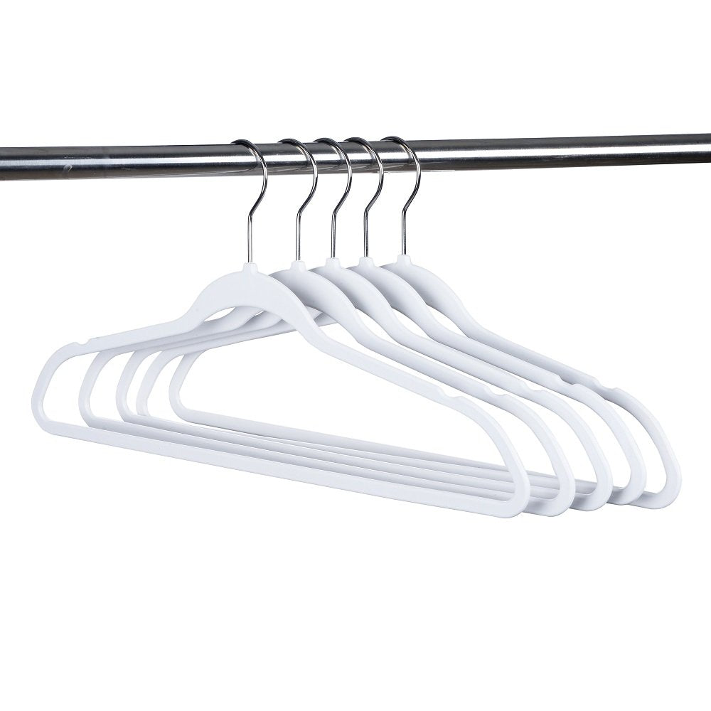Quality Hangers 50 Pack Non-Velvet Plastic Hangers for Clothes - Heavy Duty Coat Hanger Set - Space-Saving Closet with Chrome Swivel Hook, Functional Non-Flocked Hangers - Cream White