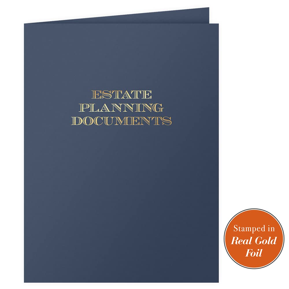 The Gallery Collection, 25 Count, Blue, Estate Planning Documents Pocket Folders, Gold Foil Stamped, for Legal Professionals (9 x 12)
