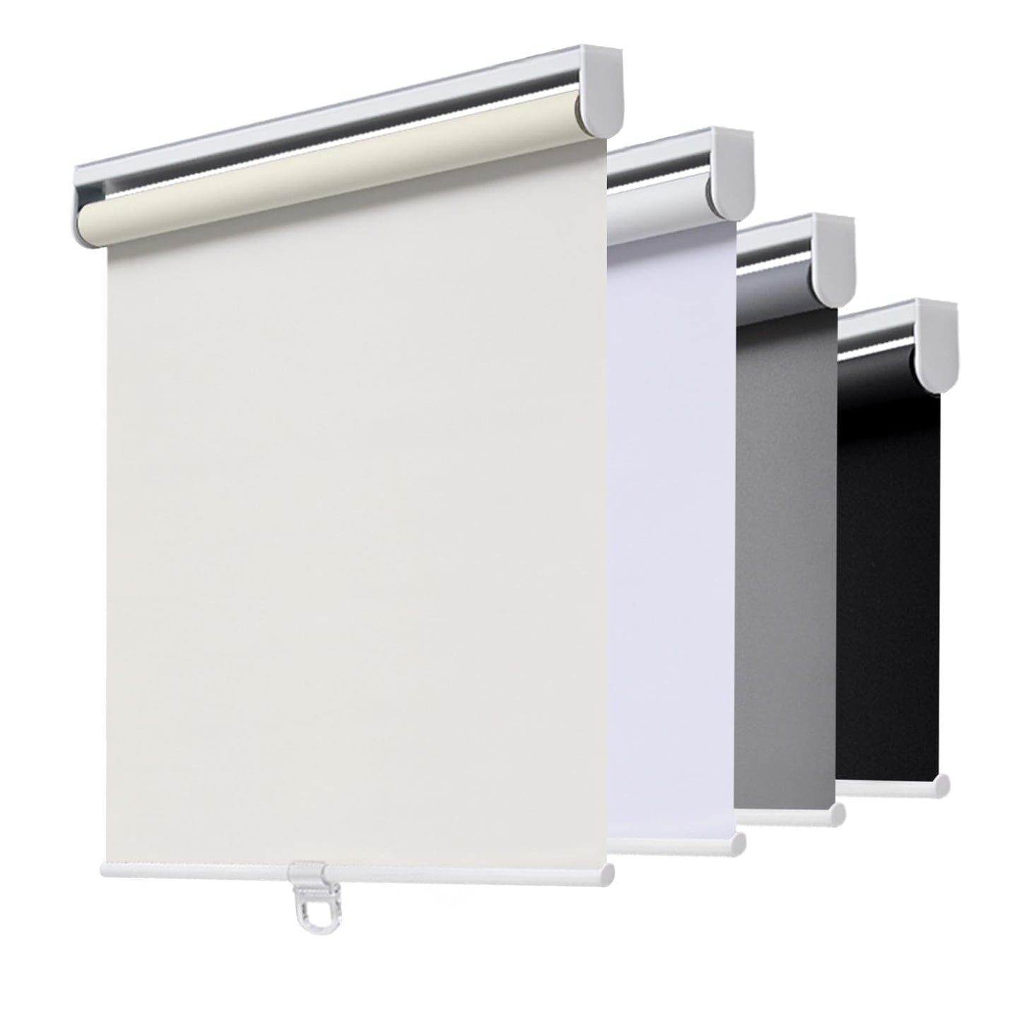 AOSKY Cordless Roller Shades Blackout Blinds for Windows Room Darkening Rolled Up Shades with Spring System, UV Protection Window Shades Door Blinds for Home and Office (34.5" W x 72" H, Ivory White)