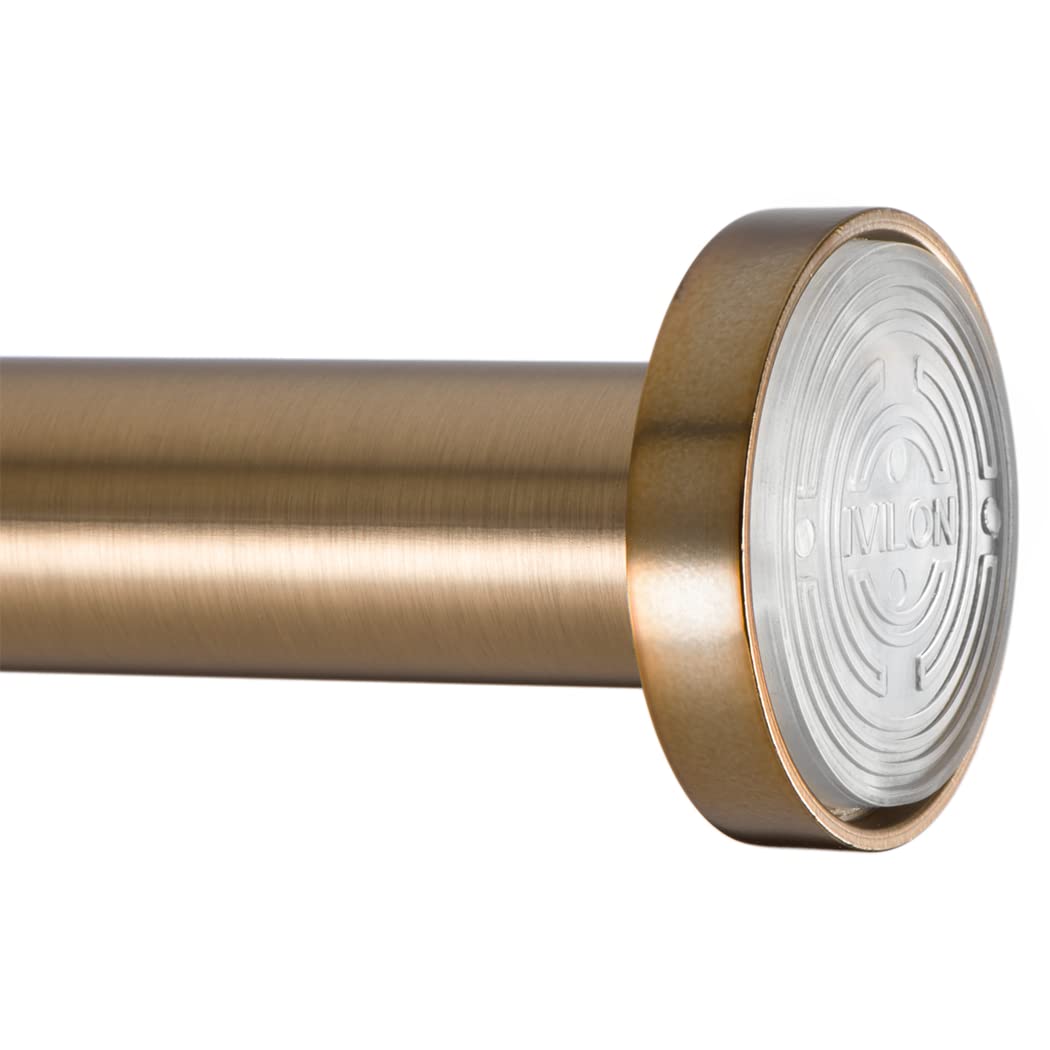 Ivilon Shower Tension Curtain Rod - Adjustable Spring Tension Rod for Shower Curtains, Bathroom, or Windows, Easy to Install, No Drilling Required, Rustproof, Adjustable 54 to 90 Inch Warm Gold
