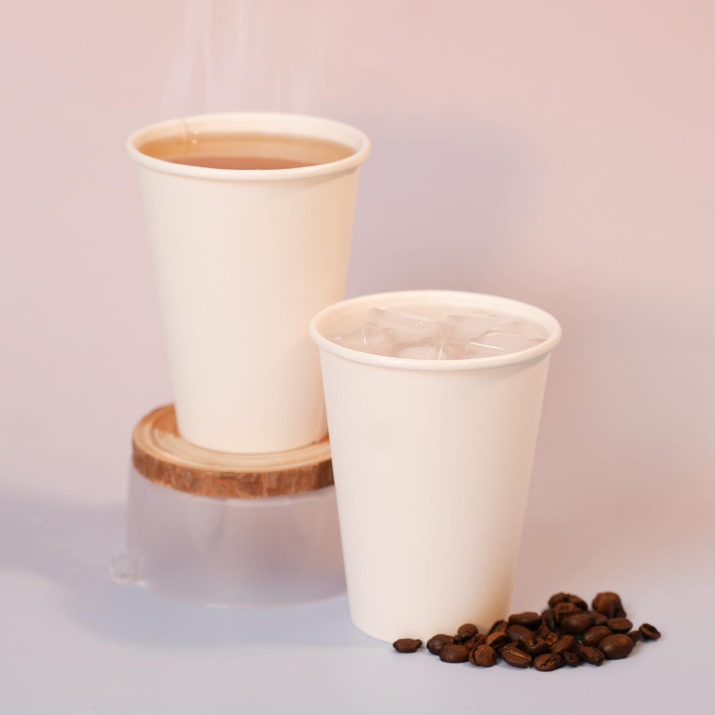 MOUMOULIFE Disposable Paper Coffee Cups 12 oz 500 Count Bulk, Leak-Proof White Paper Cups for Hot & Cold Beverages, Ideal for Party, Office, Home, Travel