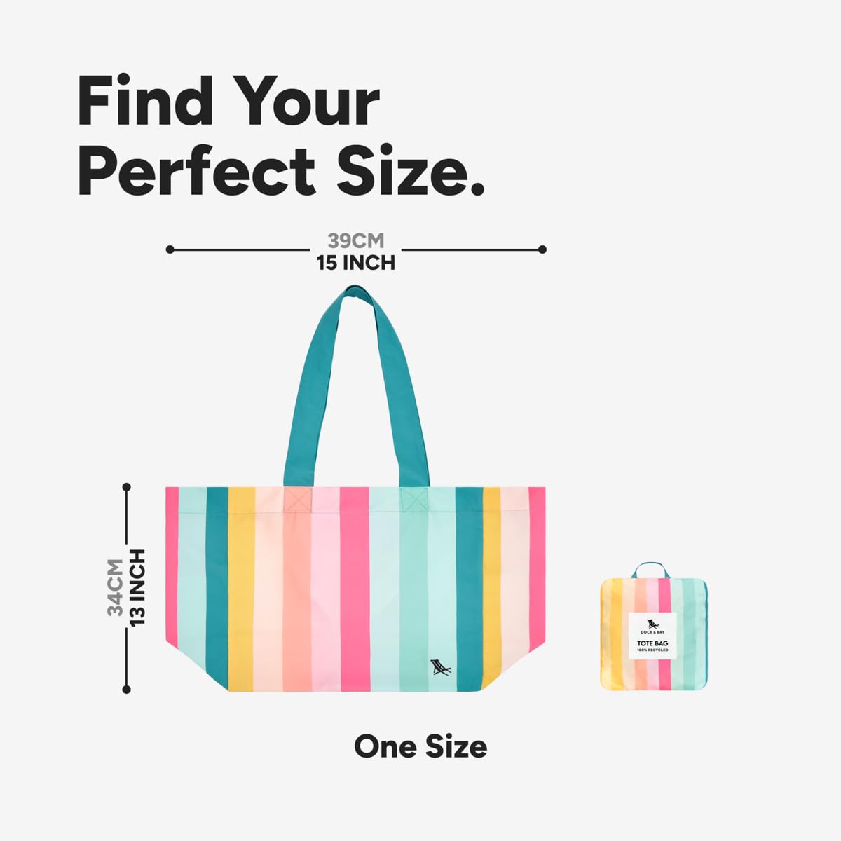 Dock & Bay Everyday Beach Tote Bag - Reusable Beach Handbag & Shopping Carrier - Summer - Coastal Candy