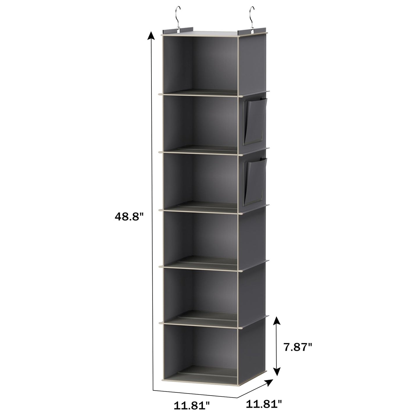 YOUDENOVA Hanging Closet Organizer, 6-Shelf Closet Hanging Storage Shelves, 2 Packs, Grey