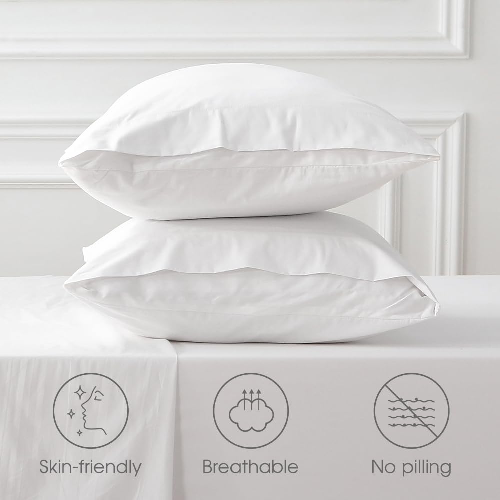 HYPREST Extra Deep Pocket Queen Sheet Sets Fits 18"-24" in Deep Mattress -100% Cotton Queen Sheet Set,White Hotel Luxury Soft Cooling Sheet Sets for Queen Bed Deep Pocket