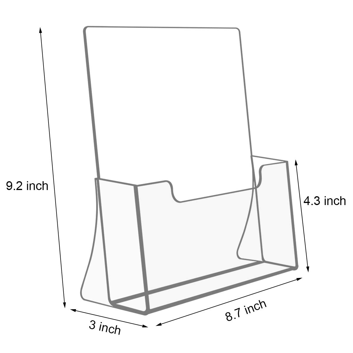 NIUBEE 6 Pack Acrylic Brochure Holder 8.5 x 11 inches, Clear Acrylic Literature Holder Plastic Flyer Display Stand, Acrylic Countertop Organizer for Magazine, Pamphlet, Booklets, Menu, Journals