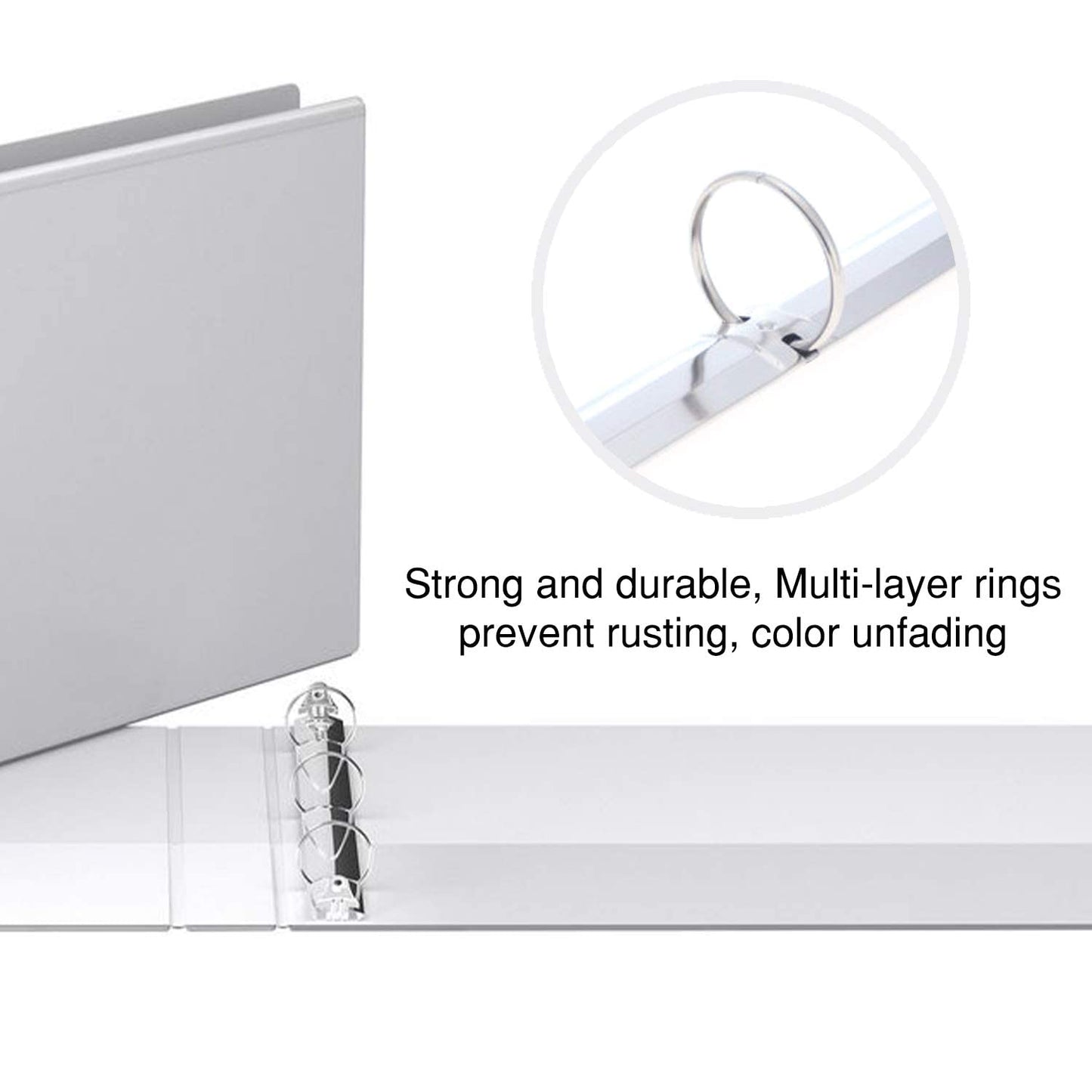 4 Pack of 8.5" X 11" Landscape View Binder, 3-Ring 1.5 Inch Capacity Round Ring, White Horizontal Formatted with Clear Cover Pockets for Documents, Spreadsheets, Projects and More