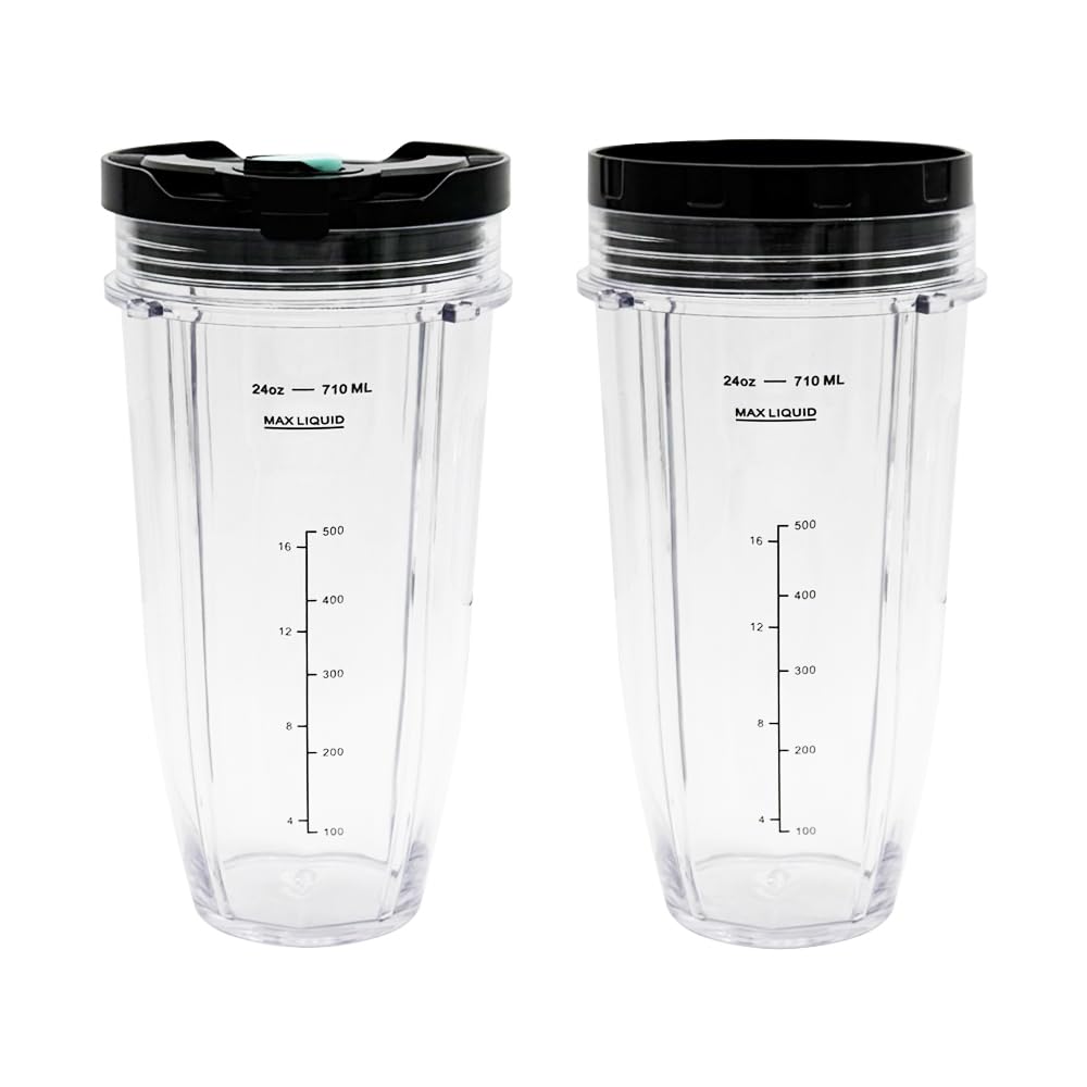 2 Packs 24oz Replacement Parts Cup with Lid, Compatible with Nutri Ninja BN750, BN750C, BN751, BN751C, BN800, BN800C, BN801, BN801C, DB751A