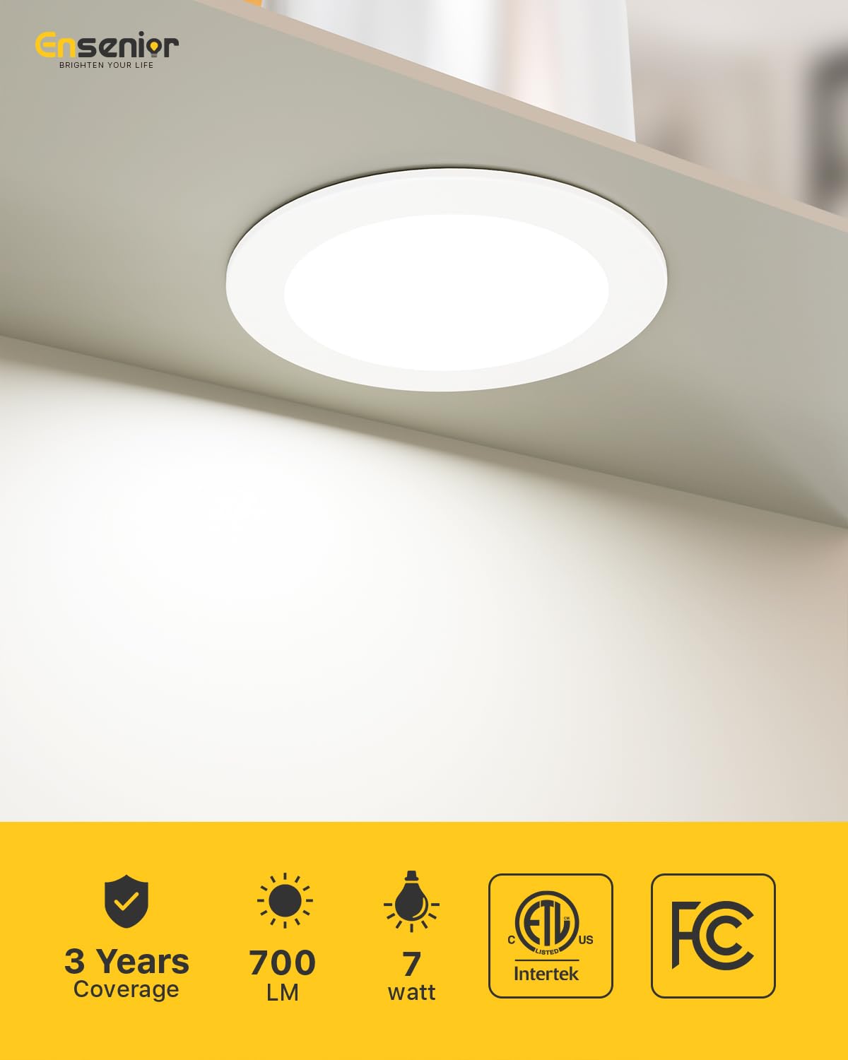 Ensenior 4 Inch LED Can Lights 12 Pack, Dimmable Retrofit Led Recessed Lighting, 5CCT Adjustable Color Temperature (2700K-5000K), 7W=77W 700LM, IC & Damp Rated, ETL&FCC Certified