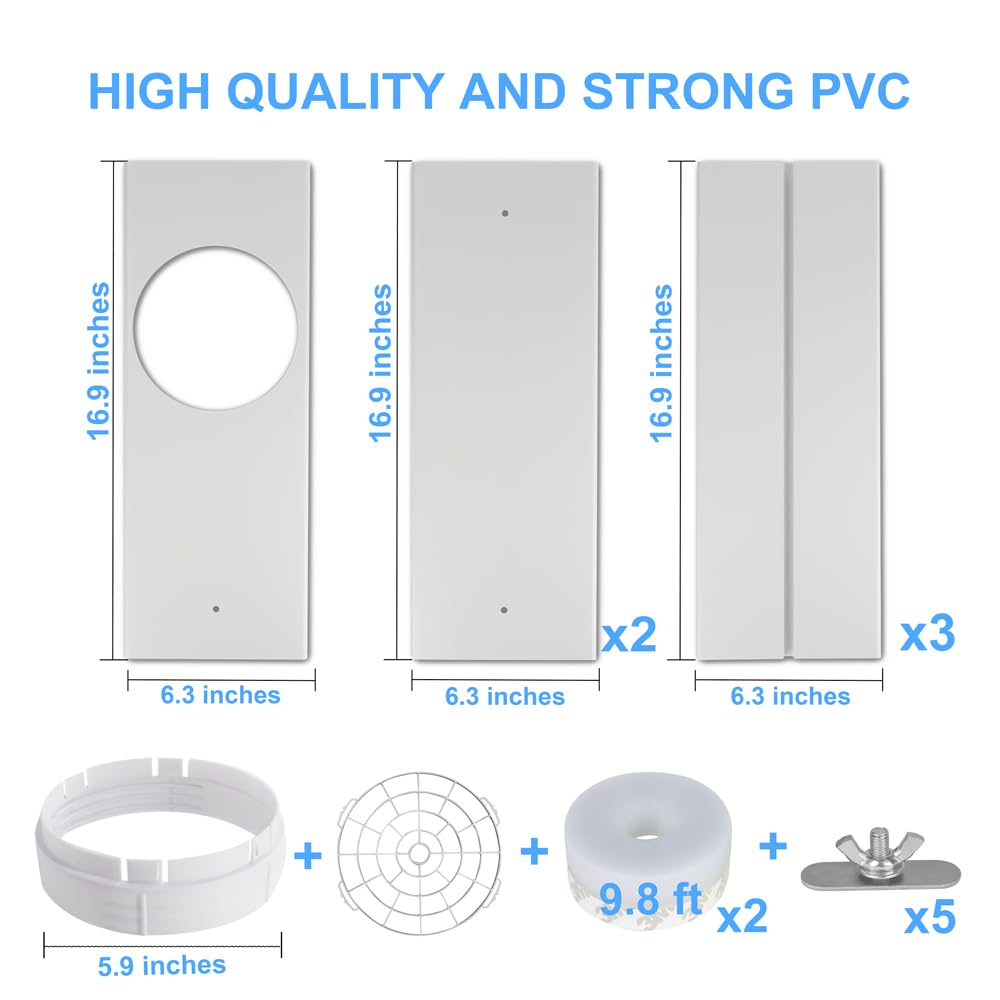 NWESTUN Portable Air Conditioner Sliding Door Vent Kit, 2024 New Upgrade Portable Air Conditioner Window Kit for Sliding Door, Max length 90inches, Ac Vent Kit for Exhaust Hose with 5.9"/15cm Diameter