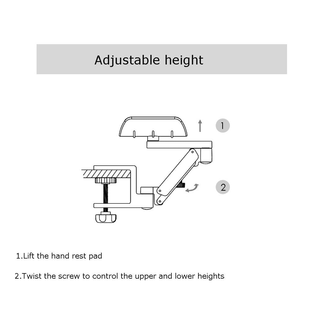 FUZADEL Ergonomic Arm Rest for Desk Rotating Computer Arm Support Clamp On Office Elbow Rest Arm Support Shelf Hand Rest 360 Degrees Rotatable Desk Tray