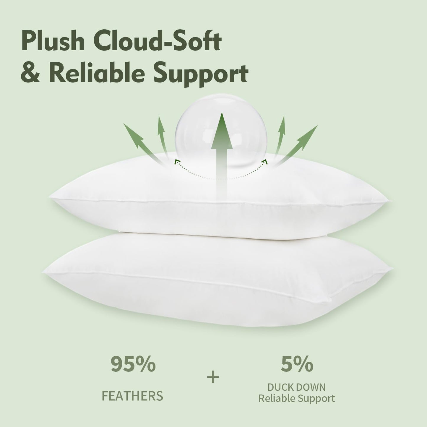 ANT-HOME 16"x26" Pillow Inserts Soft Feather Pillow Set of 1 Indoor Decorative Sofa Down Pillows Bed Pillows Couch Pillow