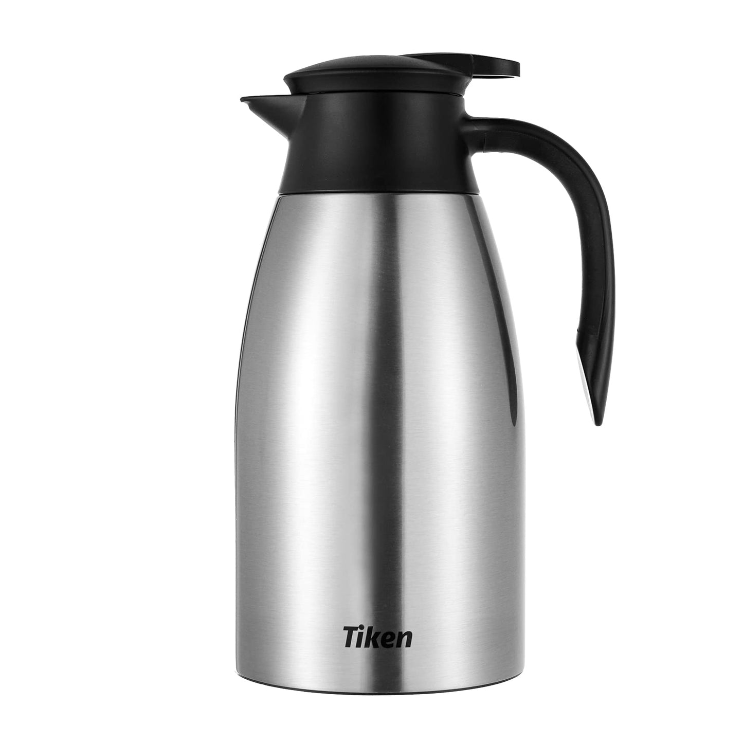 Tiken 85 Oz Thermal Coffee Carafe, Stainless Steel Insulated Vacuum Coffee Carafes For Keeping Hot, 2.5 Liter Beverage Dispenser (Silver)