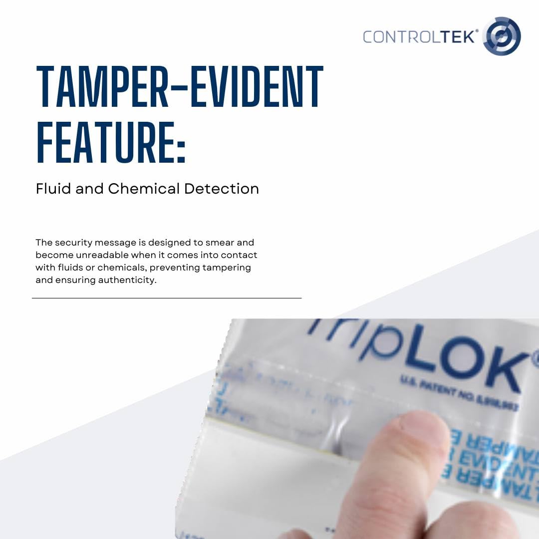 ControlTek TripLok 12" x 16", Clear, 100 Bags, Tamper-Evident Deposit Bags for Cash Handling & Valuables, Moisture, Heat and Cold Sensitive Ink, Tear-Off Receipt + Large Barcodes 585040