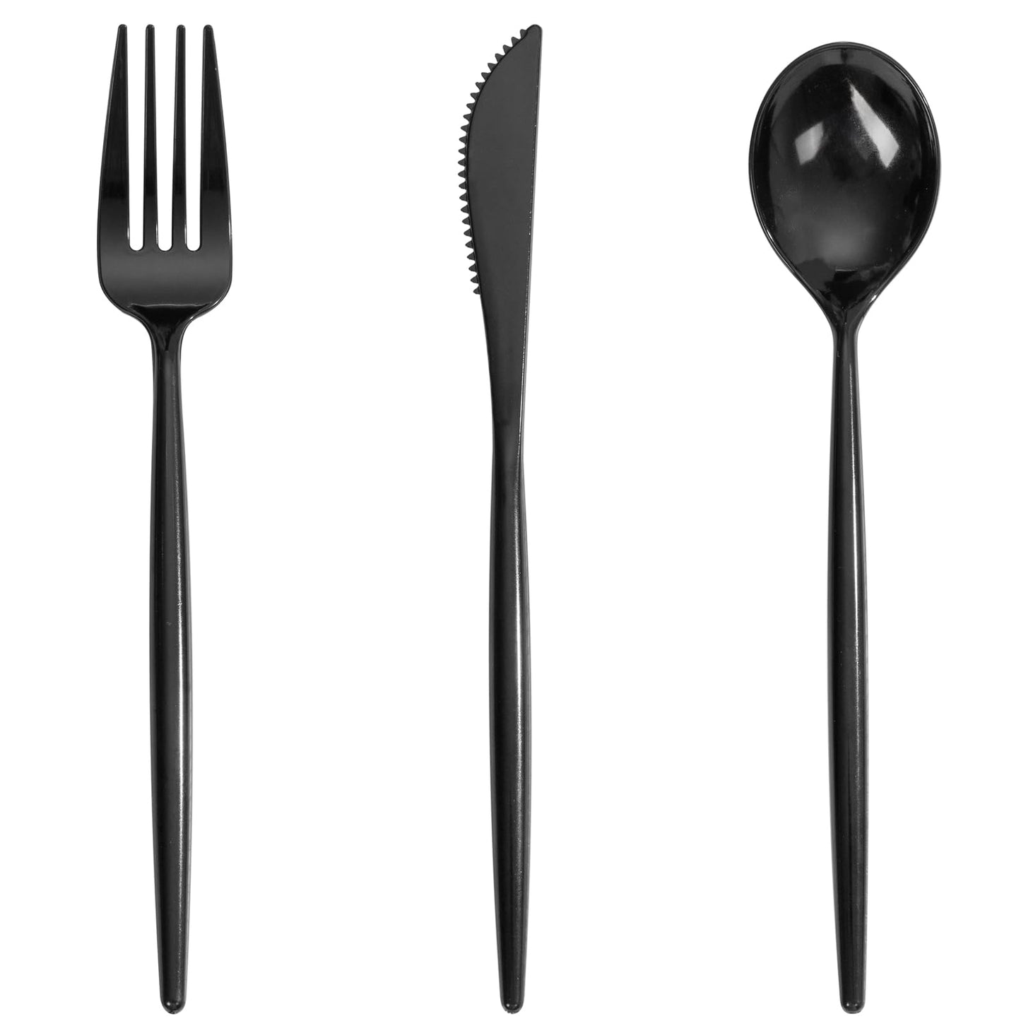 Supernal 360pcs Black Plastic Silverware,Heavy Duty Black Plastic Utensils, Disposable Cutlery Set Includes Disposable Knives,Forks and Spoons Silverware Set for Parties,Weddings & Birthday